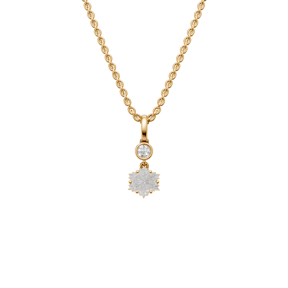 Lab Diamond Starburst Necklace Floral Pendant