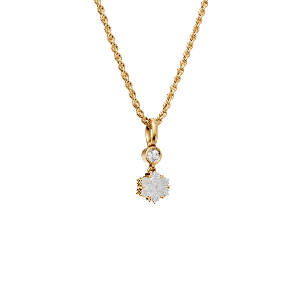 Lab Diamond Starburst Necklace Floral Pendant