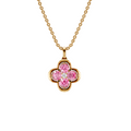 Clover Pink & White Diamond Cluster Pendant in 14K Gold