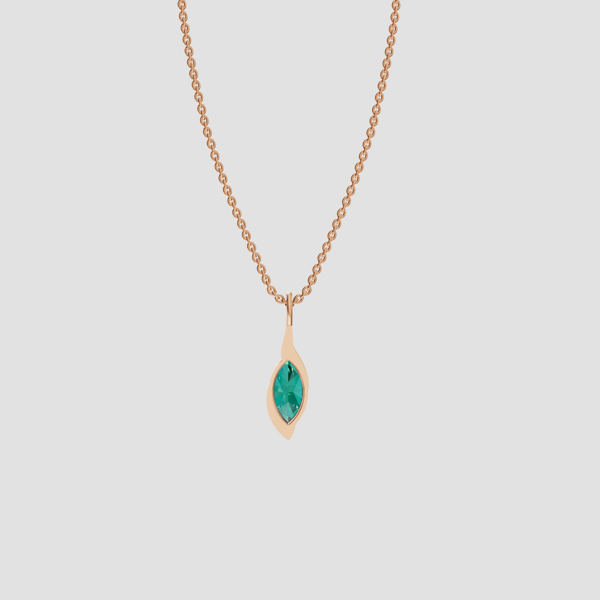 Verdant Marquise Green Diamond Leaf Wrap Pendant in 14K Gold