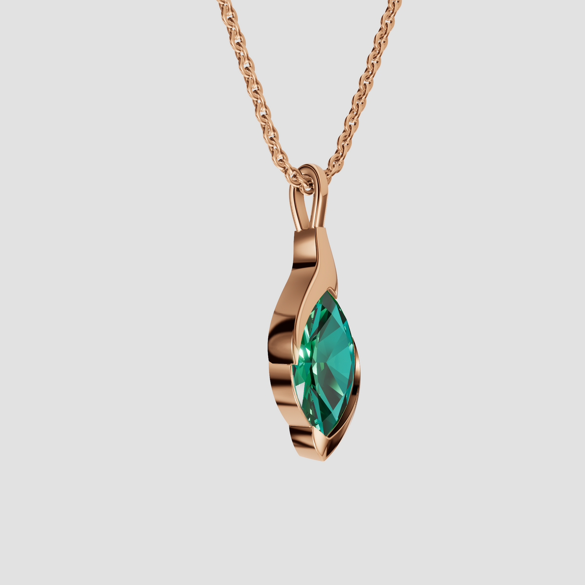 Verdant Marquise Green Diamond Leaf Wrap Pendant in 14K Gold