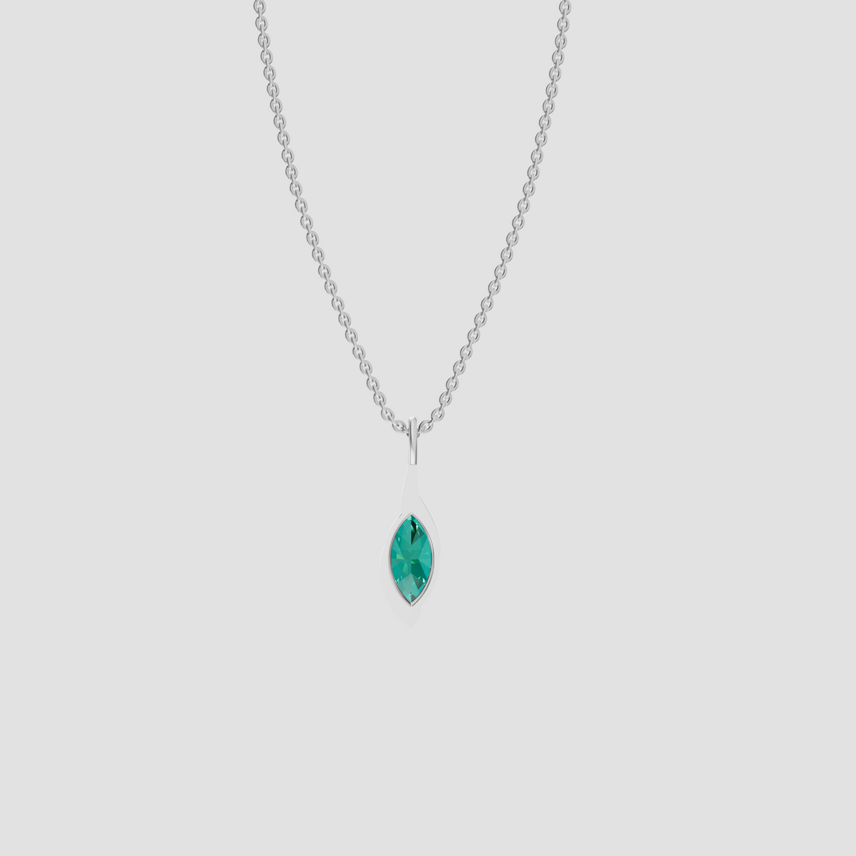 Verdant Marquise Green Diamond Leaf Wrap Pendant in 14K Gold