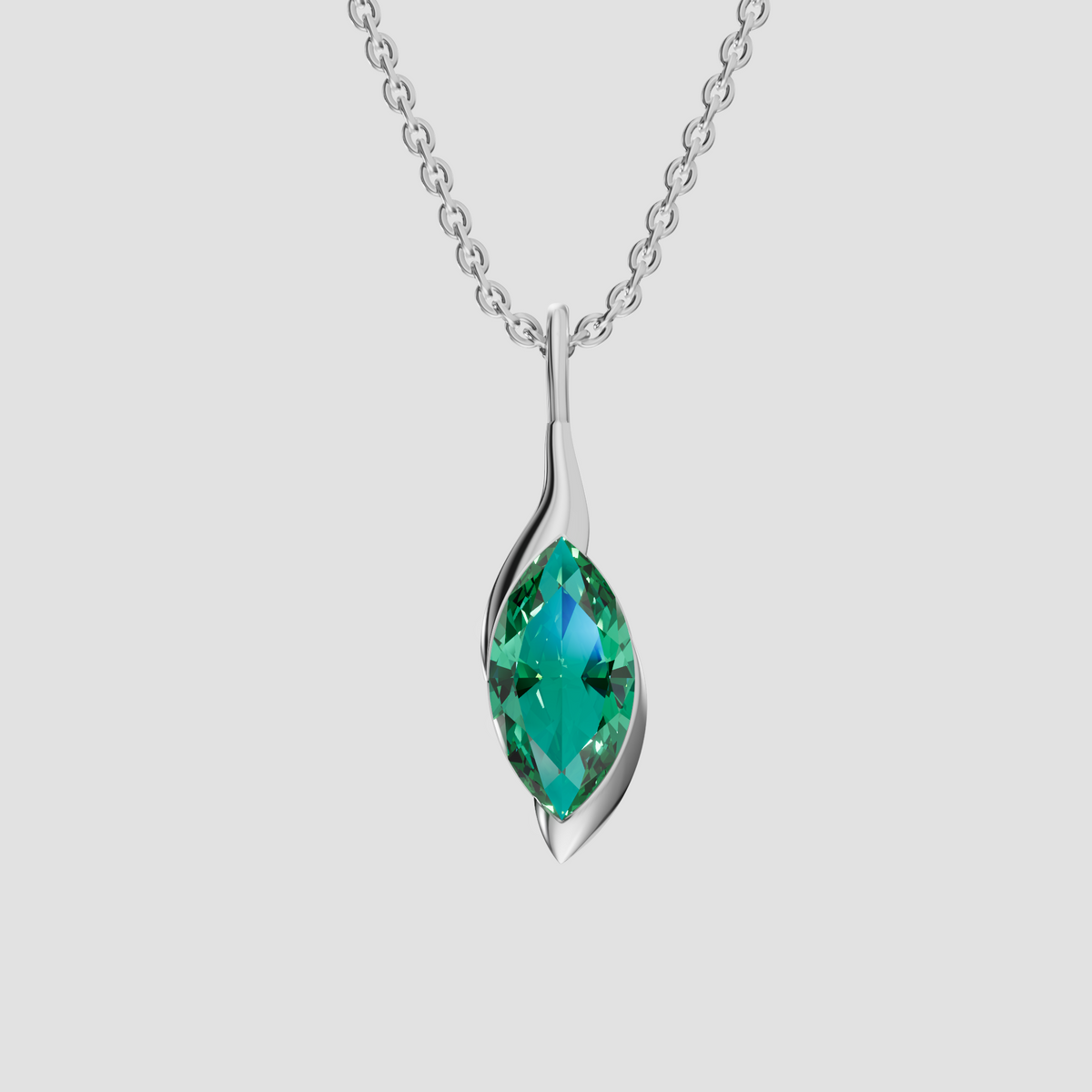 Verdant Marquise Green Diamond Leaf Wrap Pendant in 14K Gold