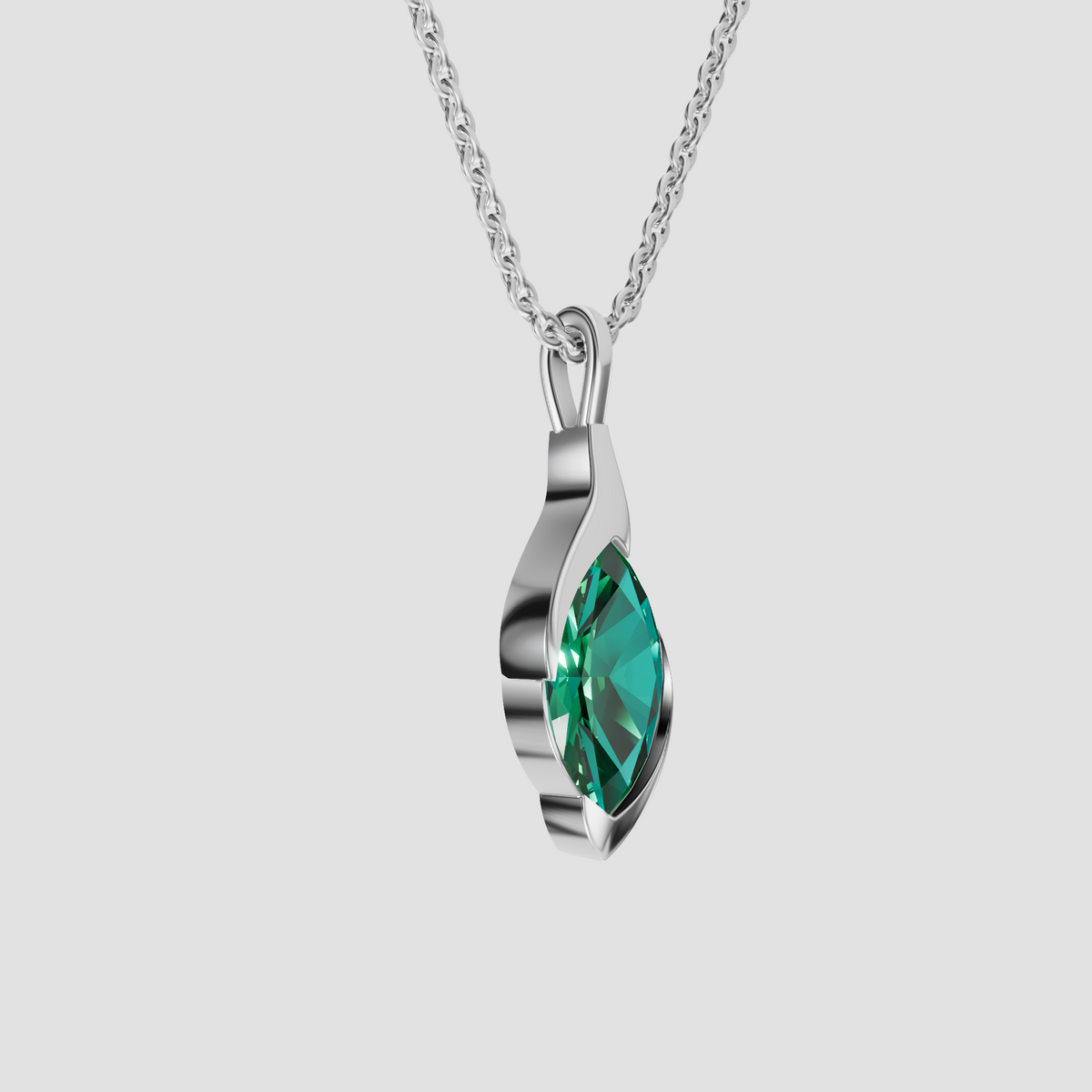 Verdant Marquise Green Diamond Leaf Wrap Pendant in 14K Gold