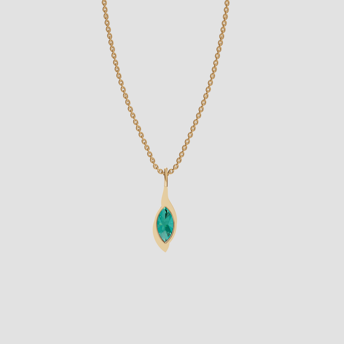 Verdant Marquise Green Diamond Leaf Wrap Pendant in 14K Gold