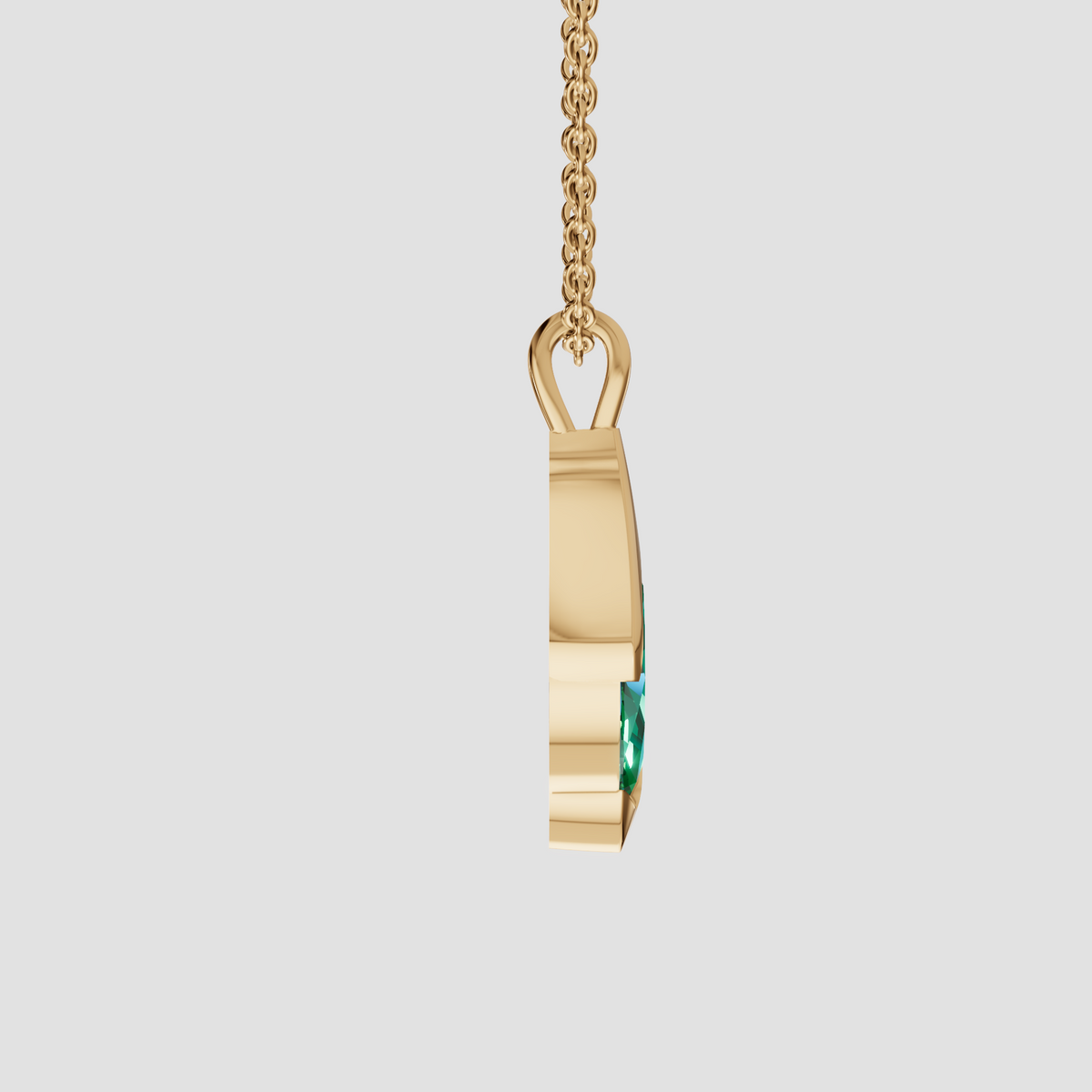 Verdant Marquise Green Diamond Leaf Wrap Pendant in 14K Gold