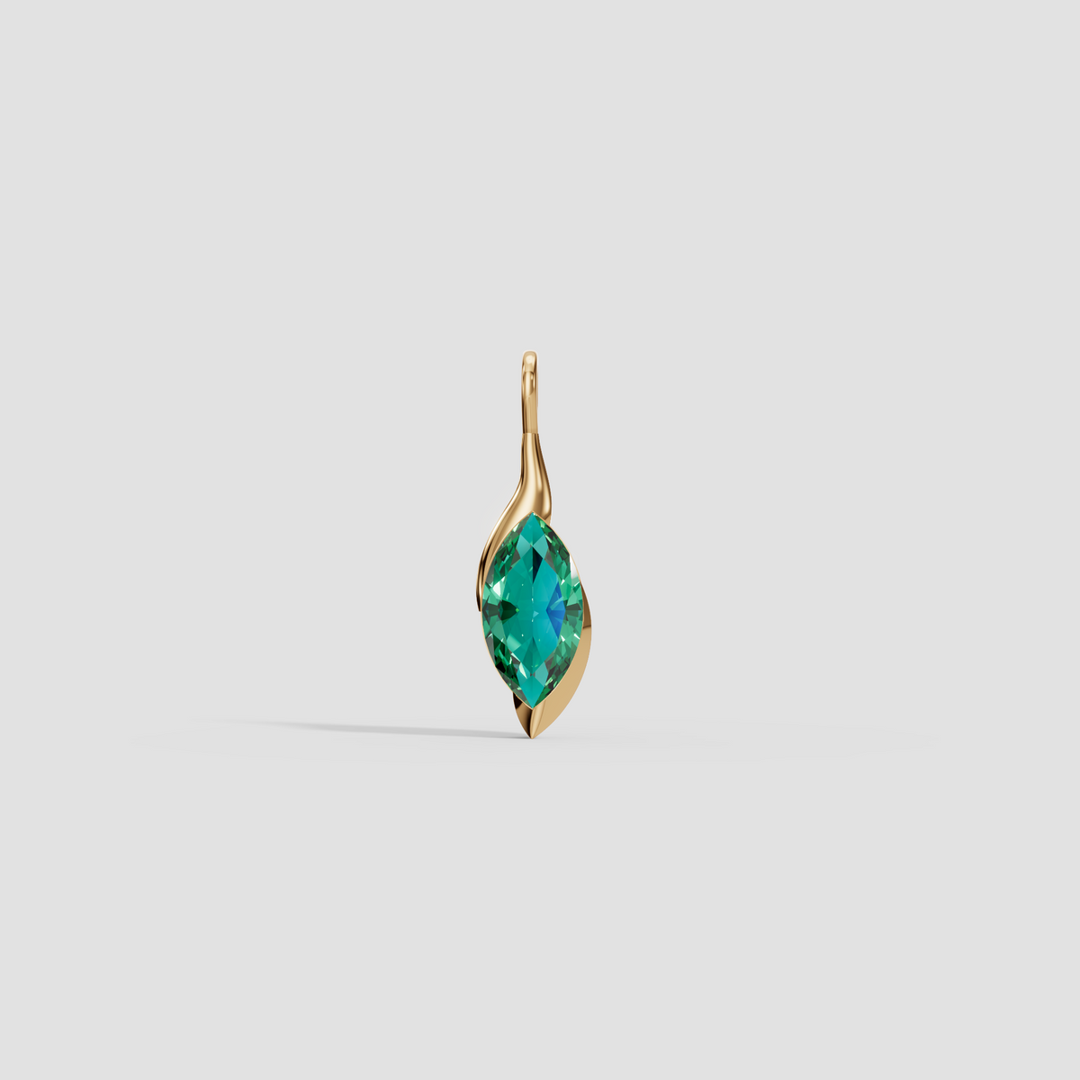 Verdant Marquise Green Diamond Leaf Wrap Pendant in 14K Gold