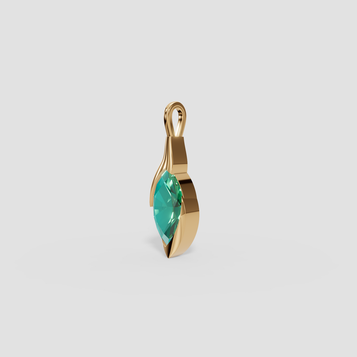 Verdant Marquise Green Diamond Leaf Wrap Pendant in 14K Gold