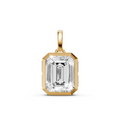 Emerald Cut Bezel Pendant with Baguette Side Stones in 14K Gold
