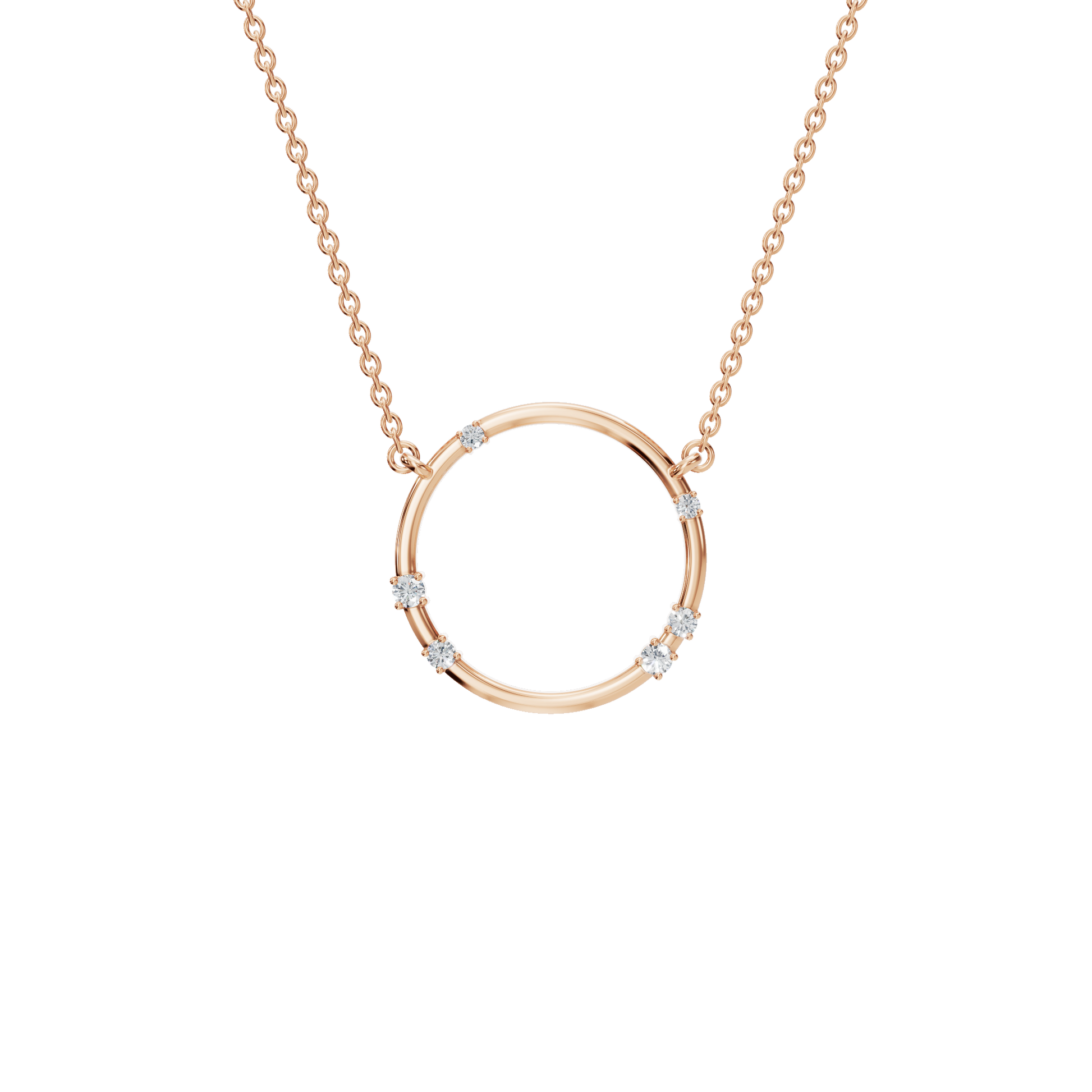 0.64ctw Round Diamond Circle Pendant Necklace in Solid Gold