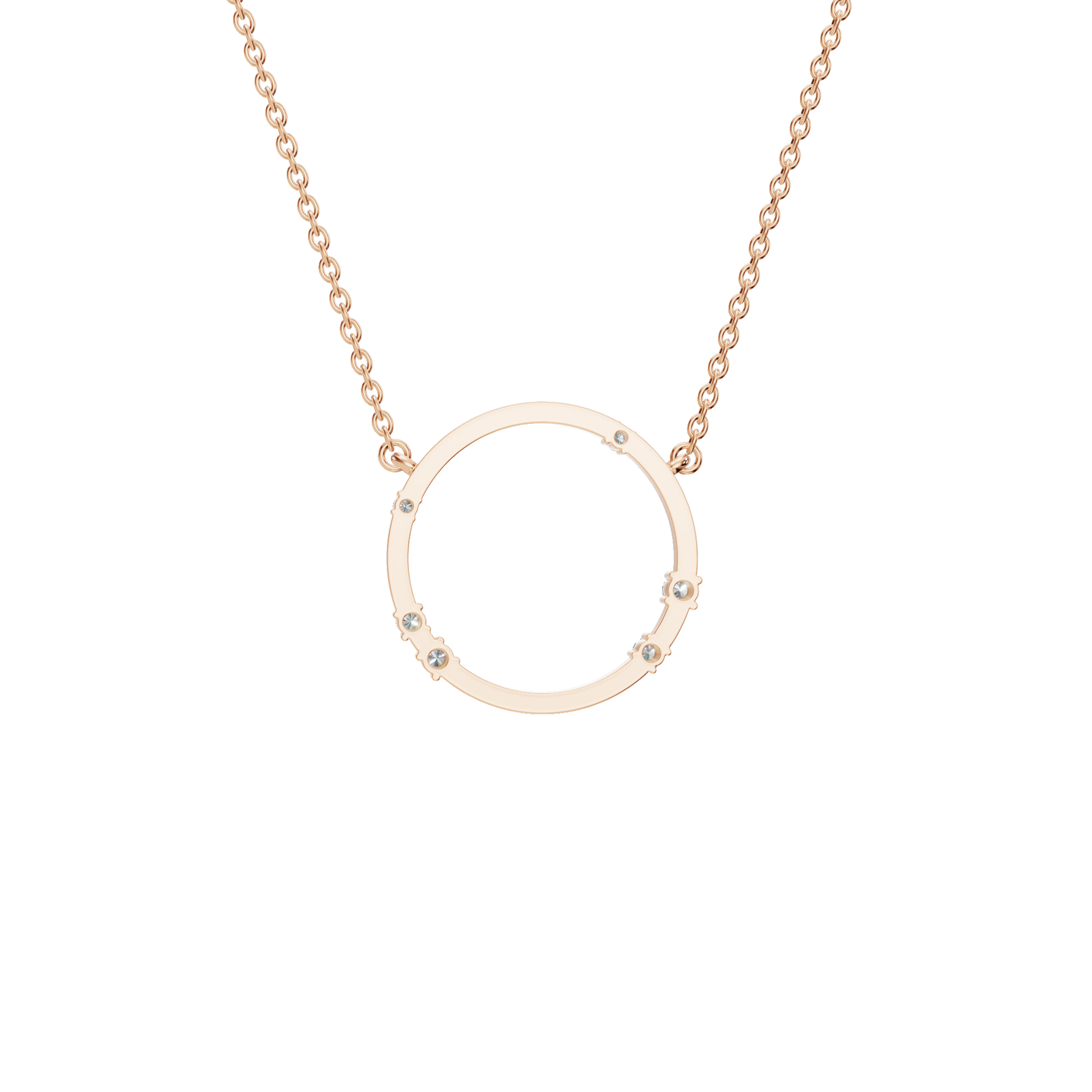 0.64ctw Round Diamond Circle Pendant Necklace in Solid Gold