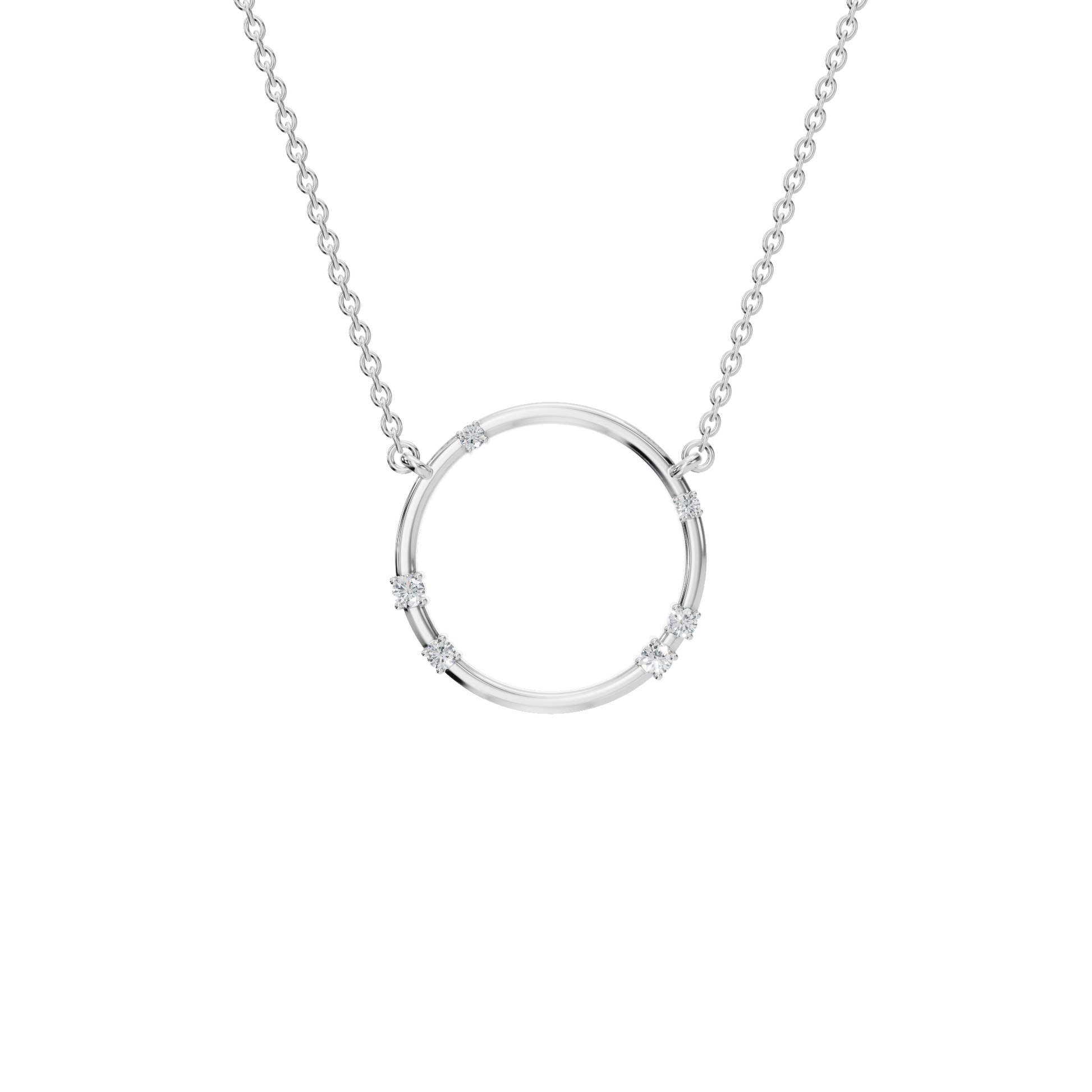 0.64ctw Round Diamond Circle Pendant Necklace in Solid Gold