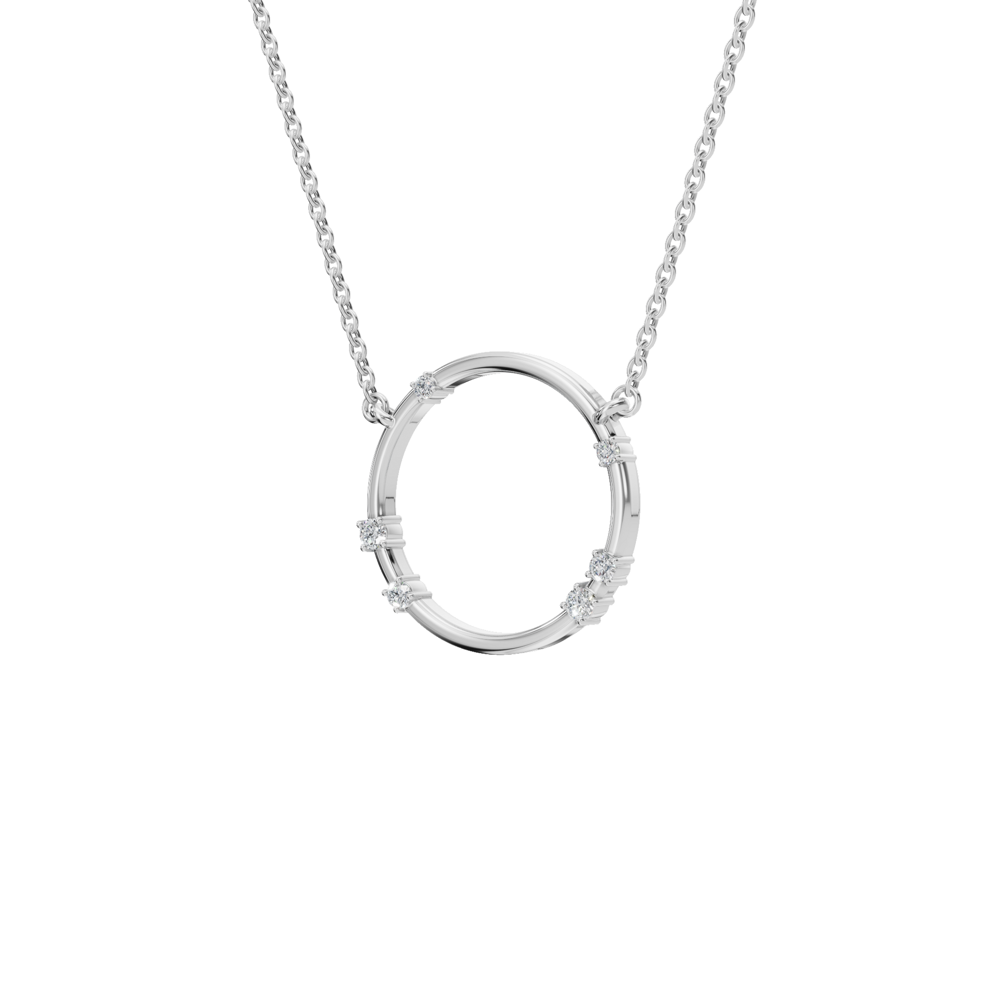 0.64ctw Round Diamond Circle Pendant Necklace in Solid Gold