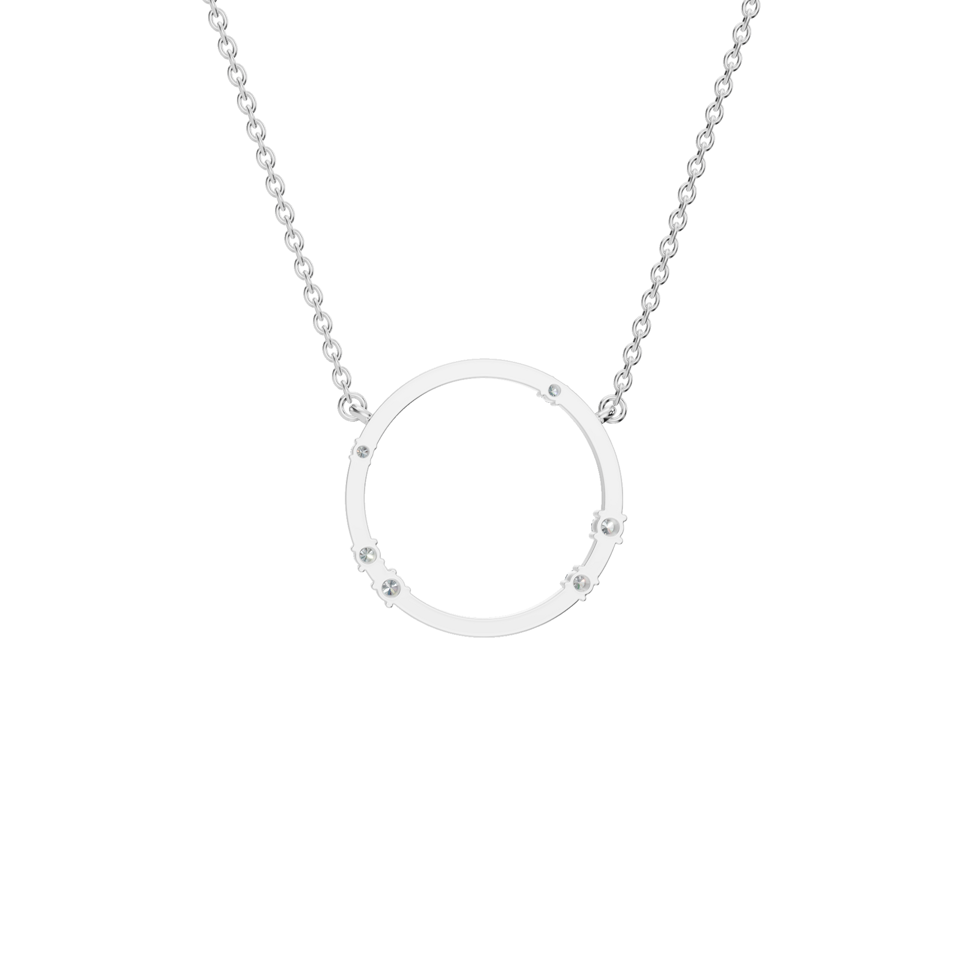 0.64ctw Round Diamond Circle Pendant Necklace in Solid Gold