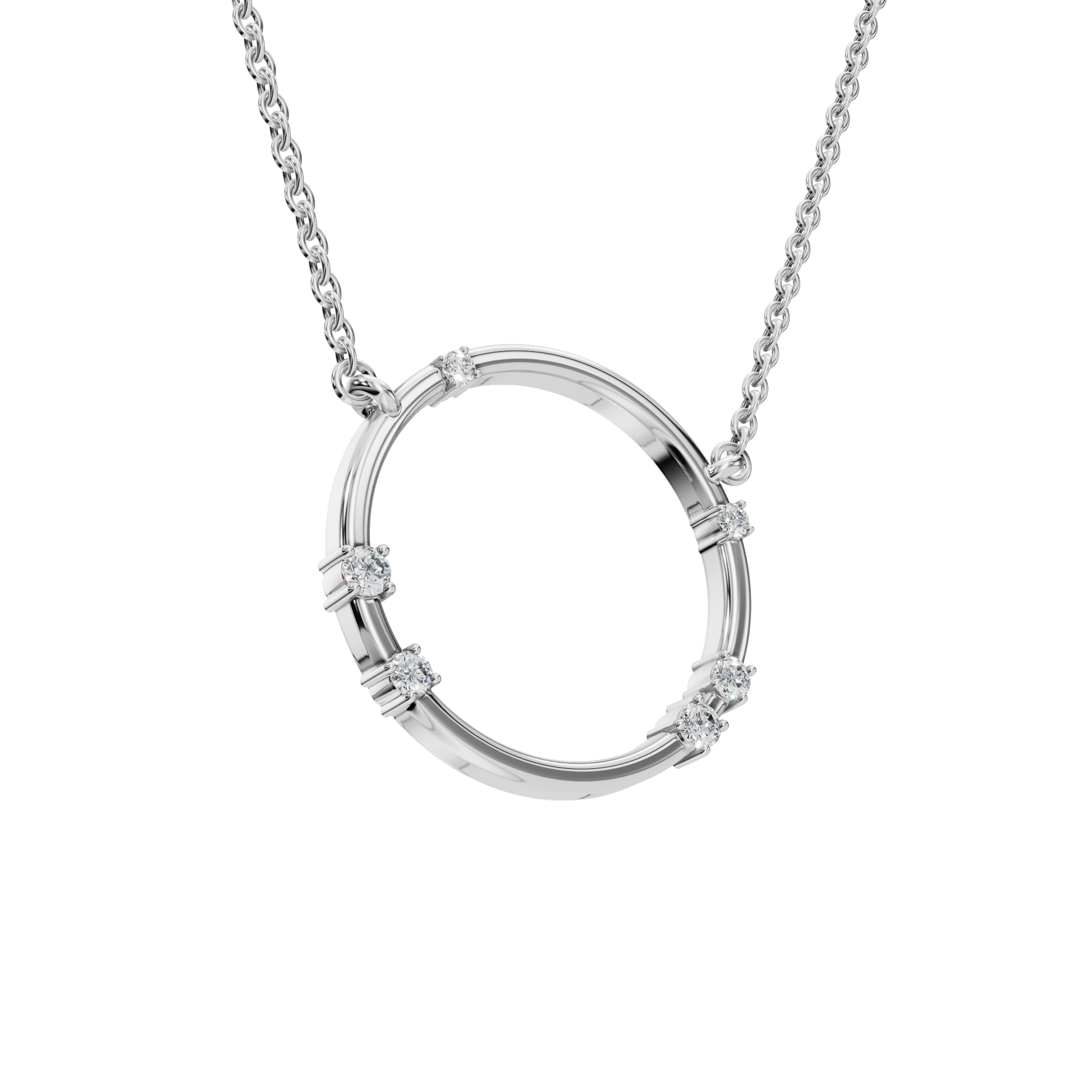 0.64ctw Round Diamond Circle Pendant Necklace in Solid Gold