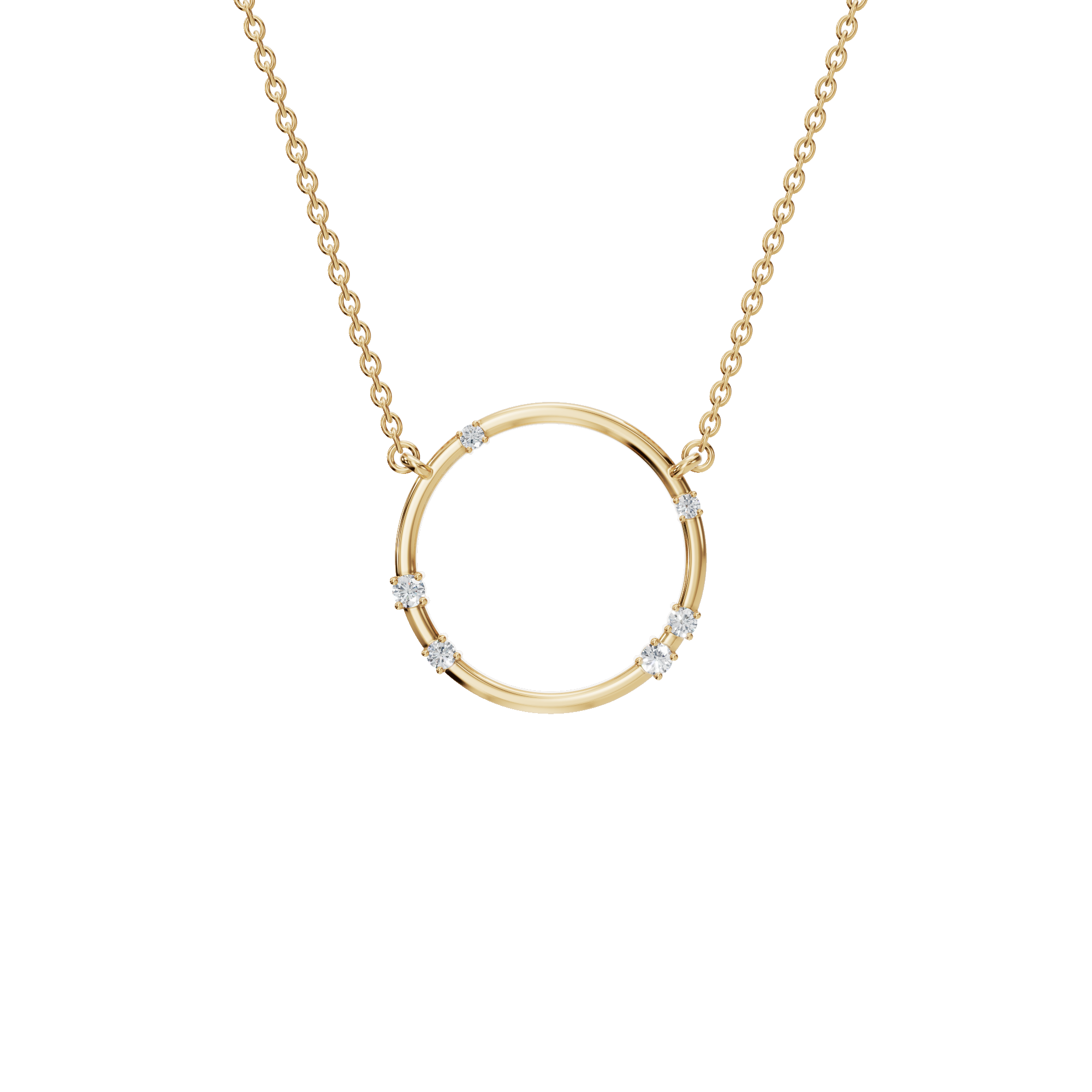 0.64ctw Round Diamond Circle Pendant Necklace in Solid Gold