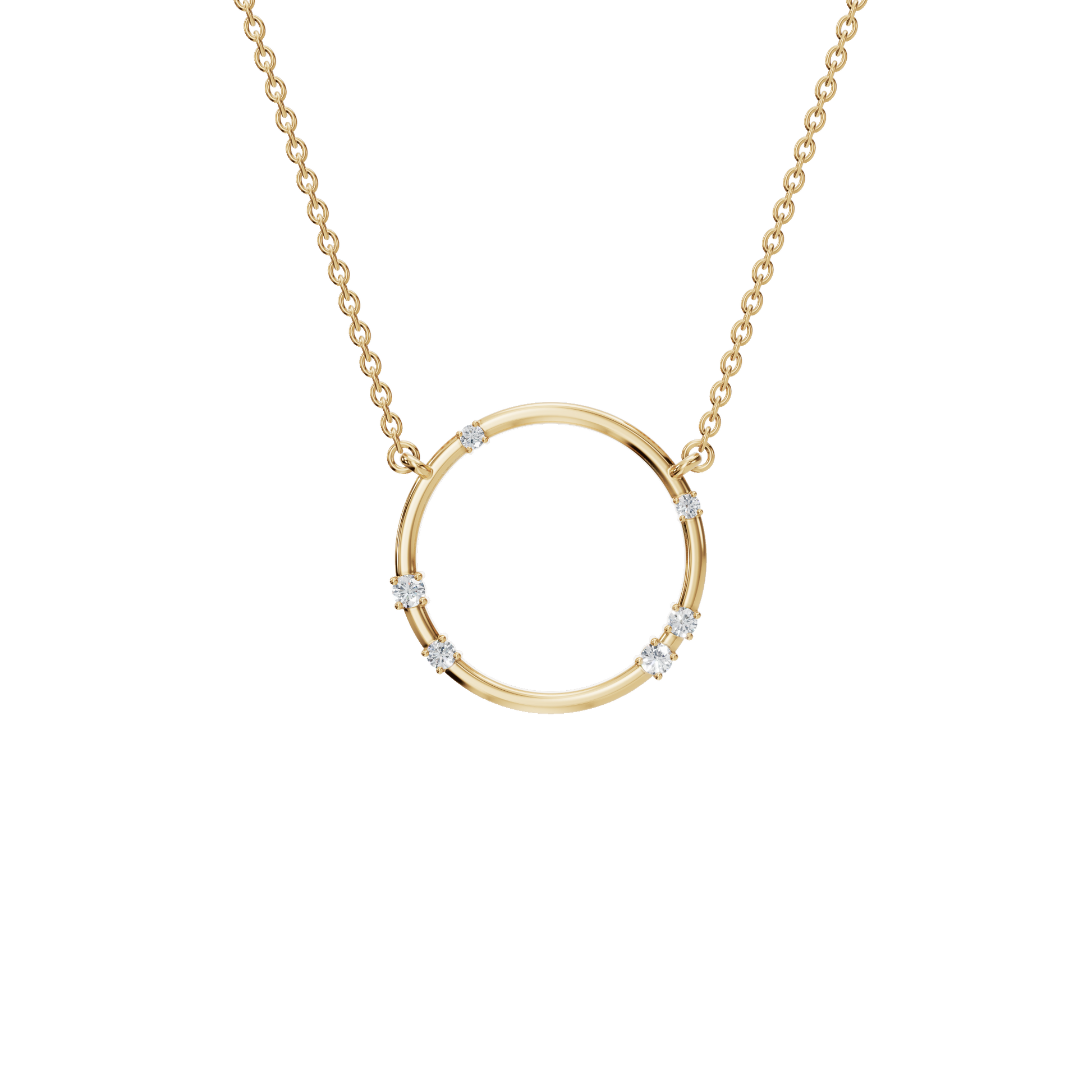 0.64ctw Round Diamond Circle Pendant Necklace in Solid Gold