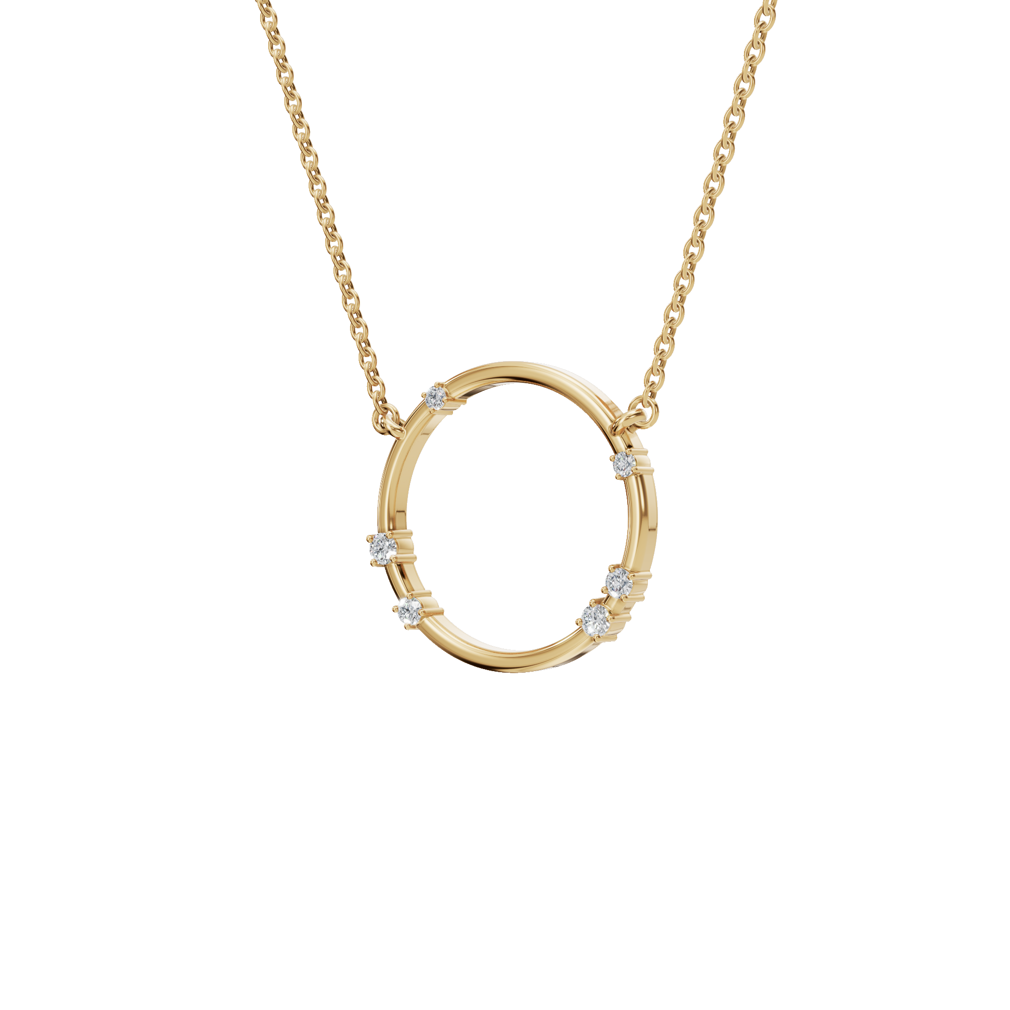 0.64ctw Round Diamond Circle Pendant Necklace in Solid Gold