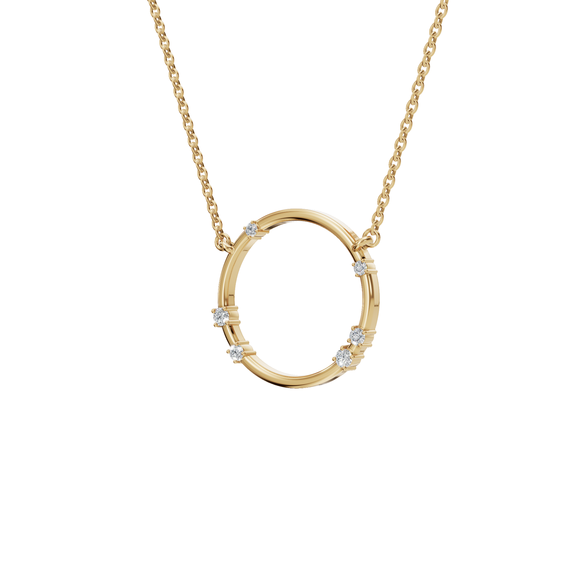 0.64ctw Round Diamond Circle Pendant Necklace in Solid Gold