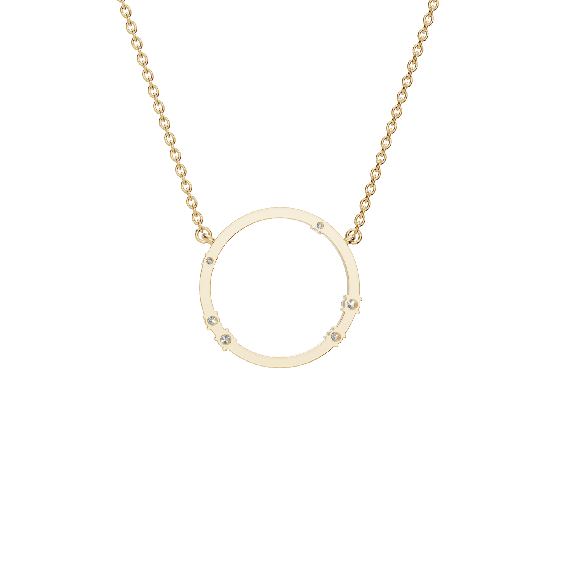 0.64ctw Round Diamond Circle Pendant Necklace in Solid Gold