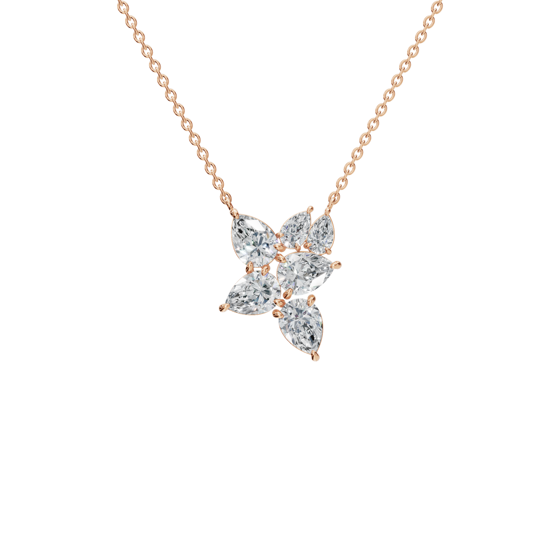 2.91Ctw Pear Cut Diamond Pendant Solid Gold Necklace