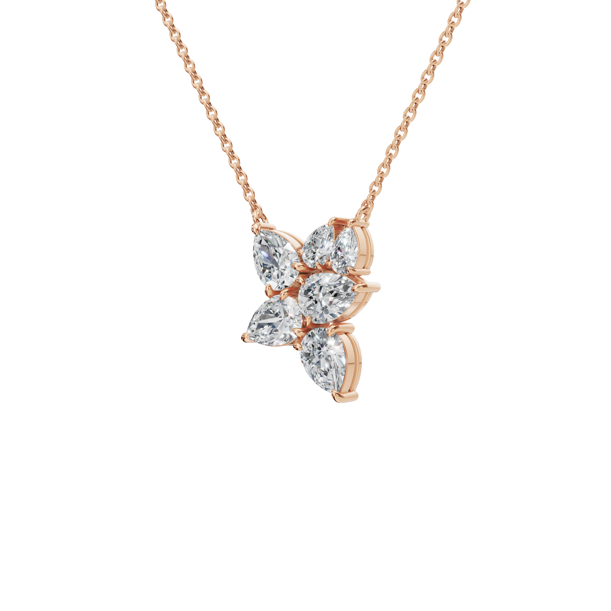 2.91Ctw Pear Cut Diamond Pendant Solid Gold Necklace