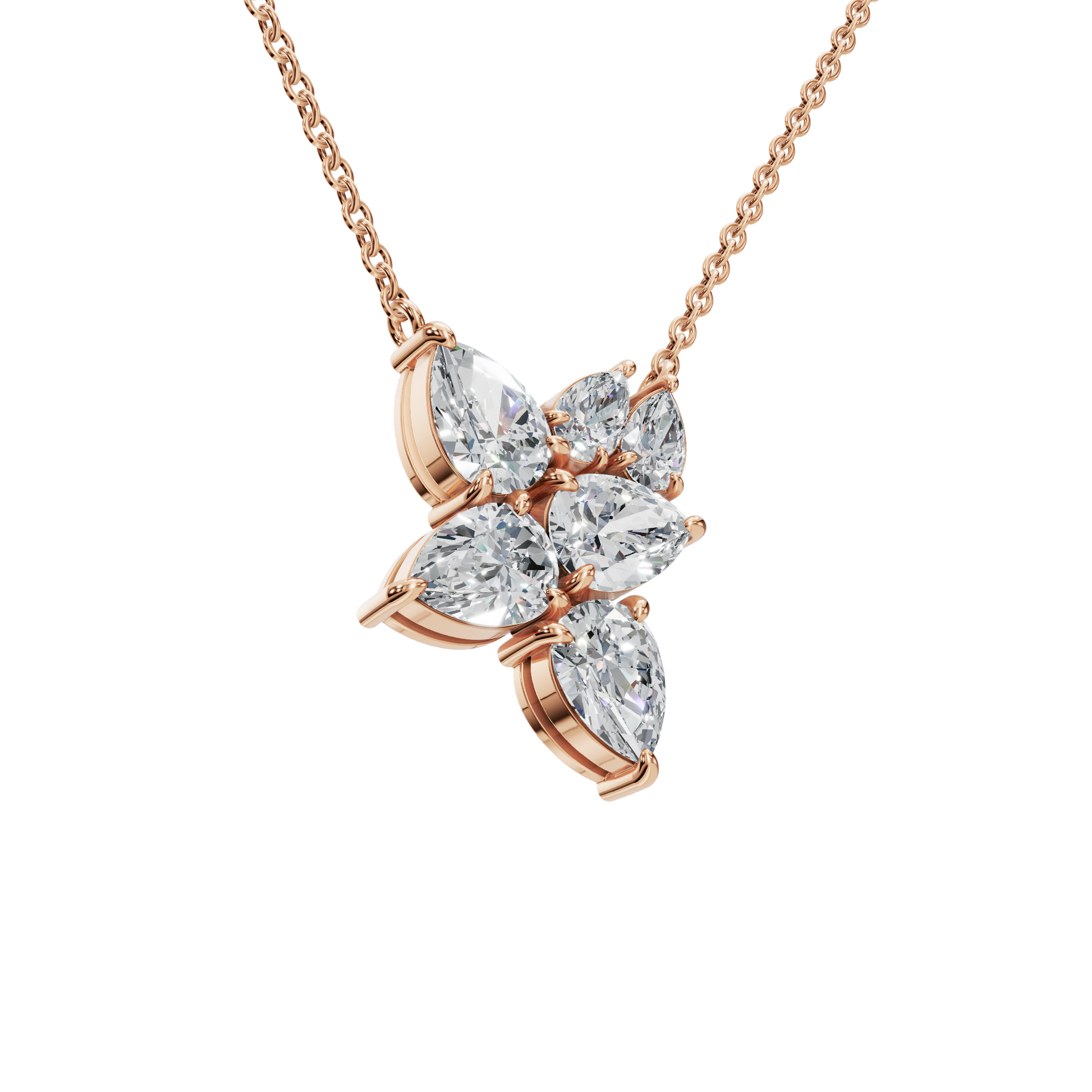 2.91Ctw Pear Cut Diamond Pendant Solid Gold Necklace