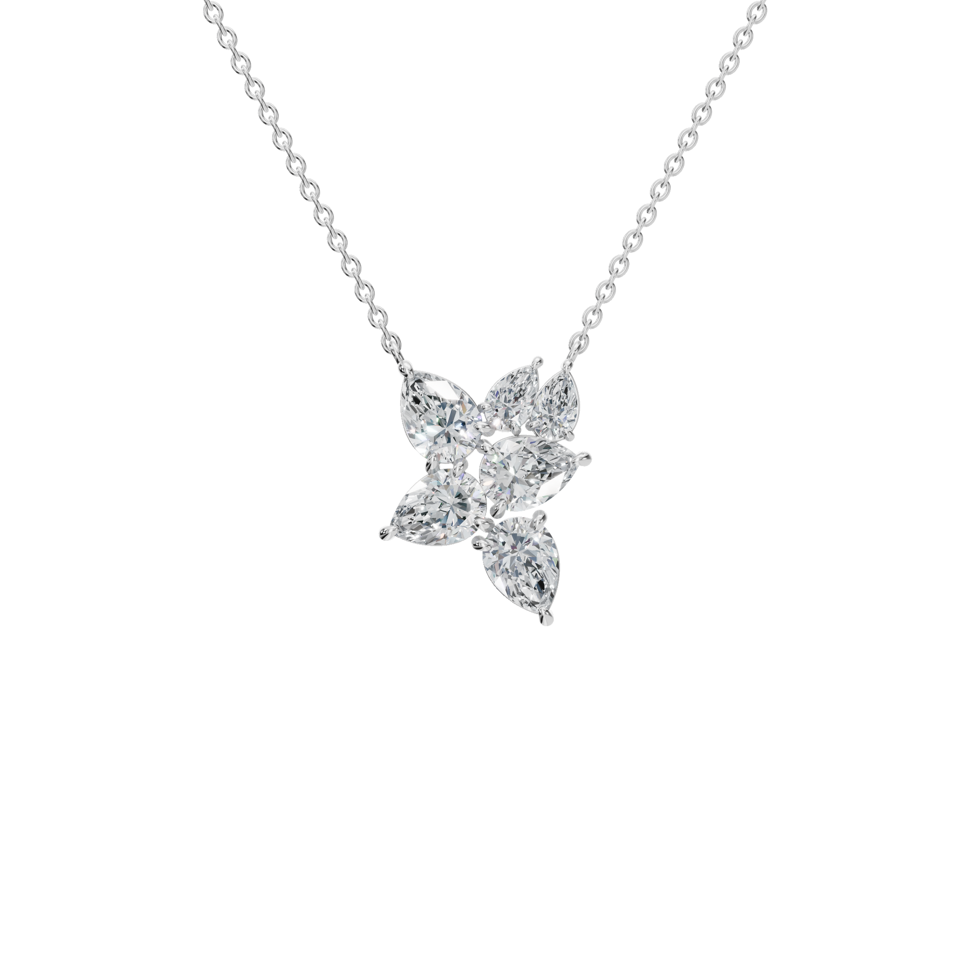 2.91Ctw Pear Cut Diamond Pendant Solid Gold Necklace
