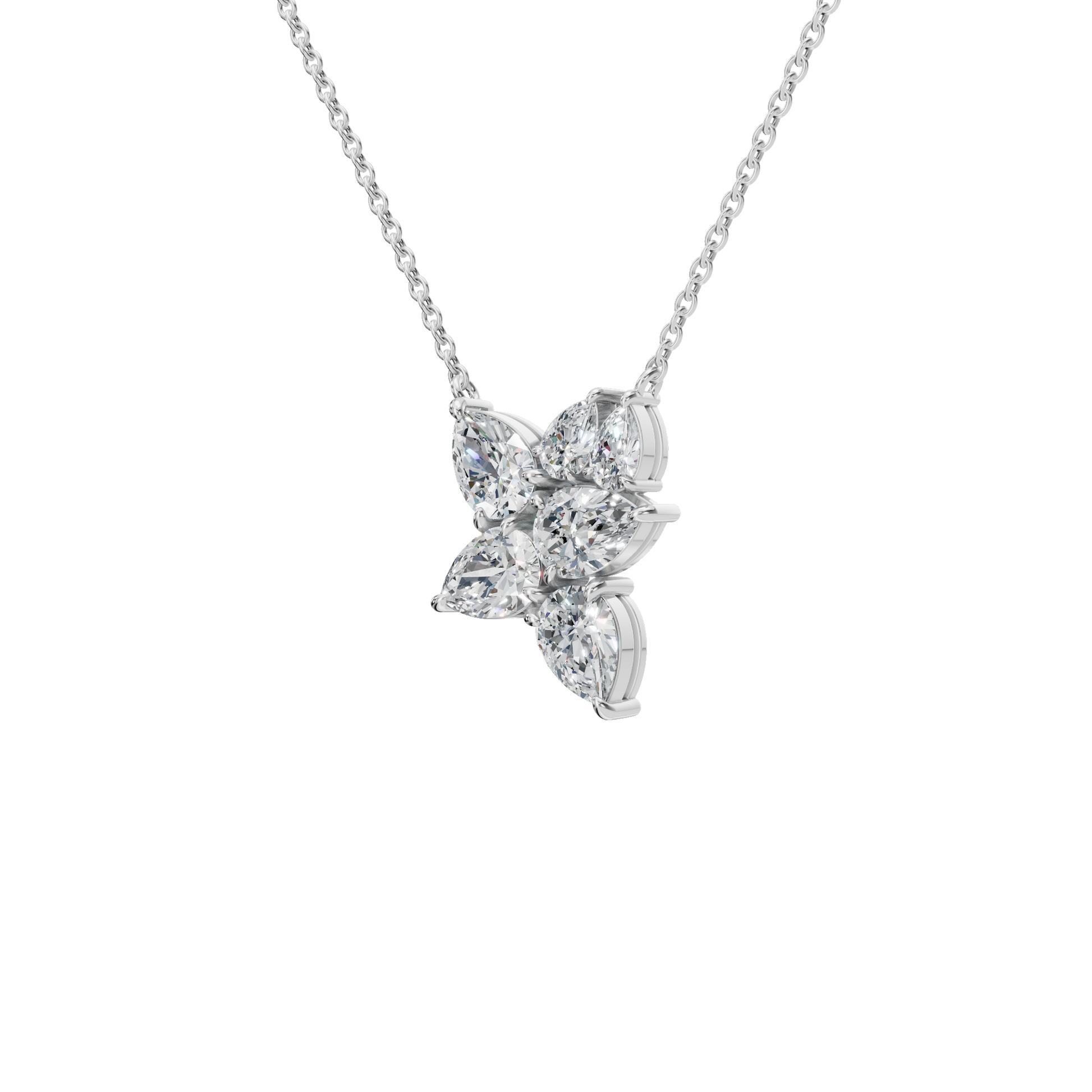 2.91Ctw Pear Cut Diamond Pendant Solid Gold Necklace