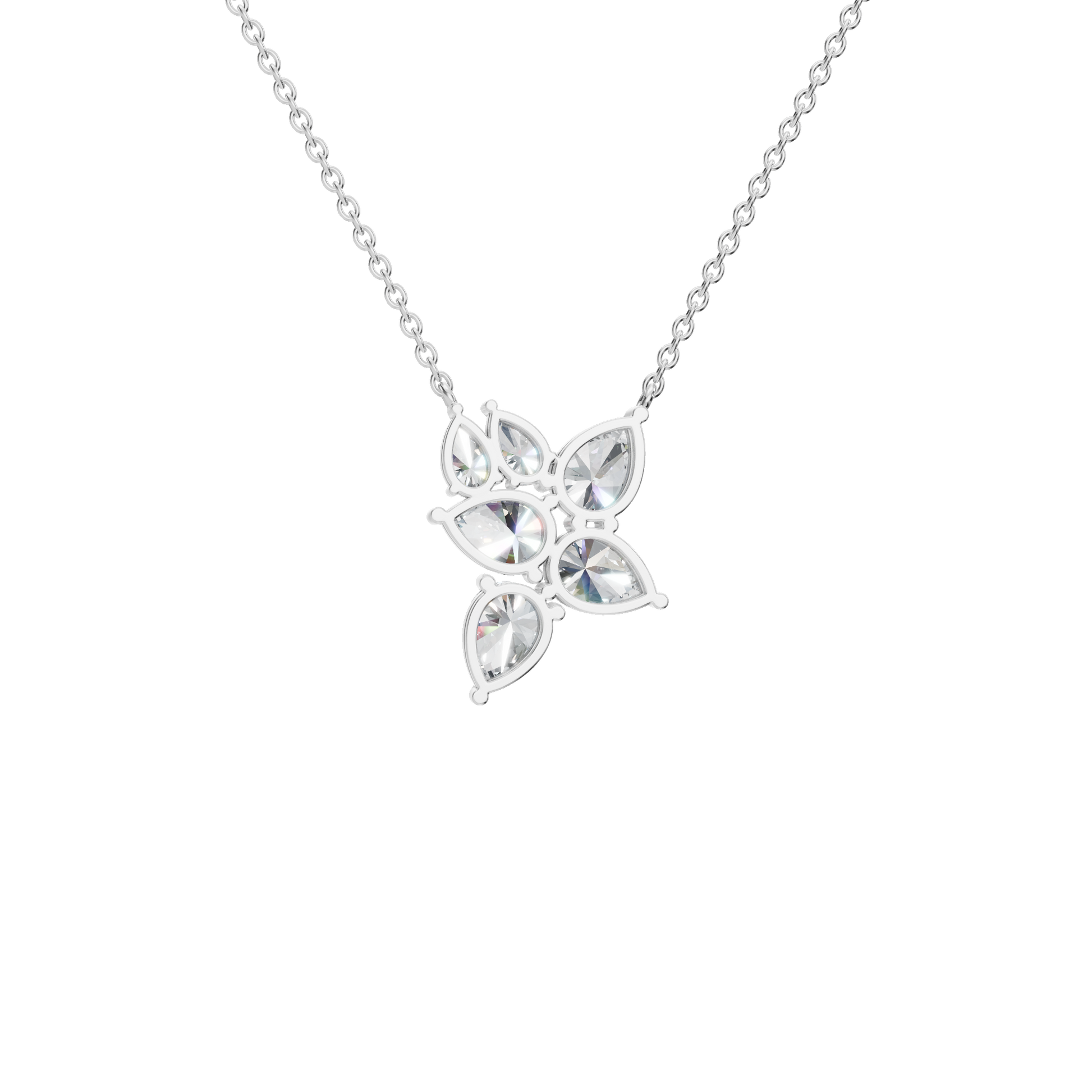 2.91Ctw Pear Cut Diamond Pendant Solid Gold Necklace