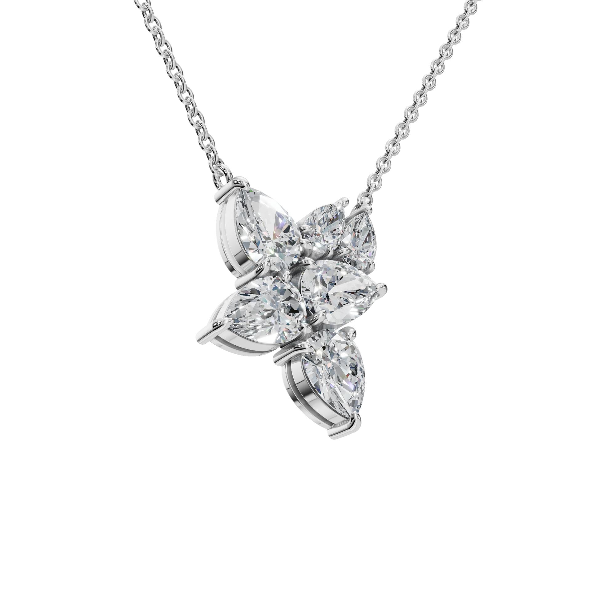 2.91Ctw Pear Cut Diamond Pendant Solid Gold Necklace