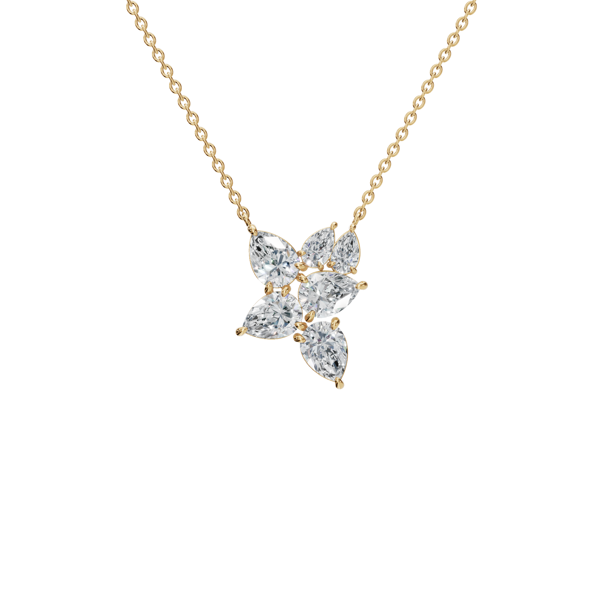 2.91Ctw Pear Cut Diamond Pendant Solid Gold Necklace