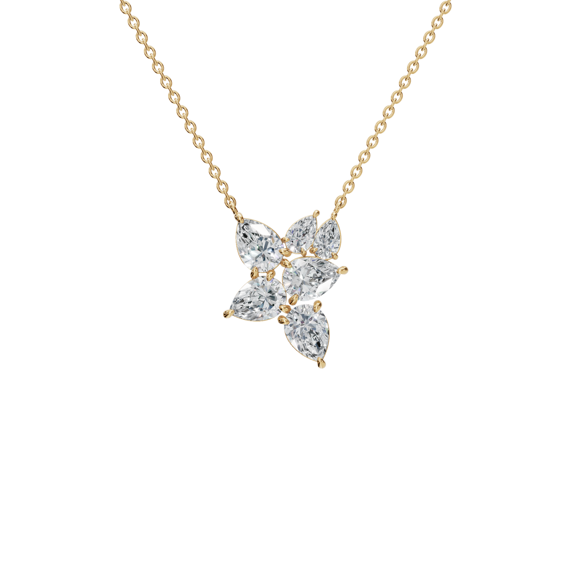 2.91Ctw Pear Cut Diamond Pendant Solid Gold Necklace