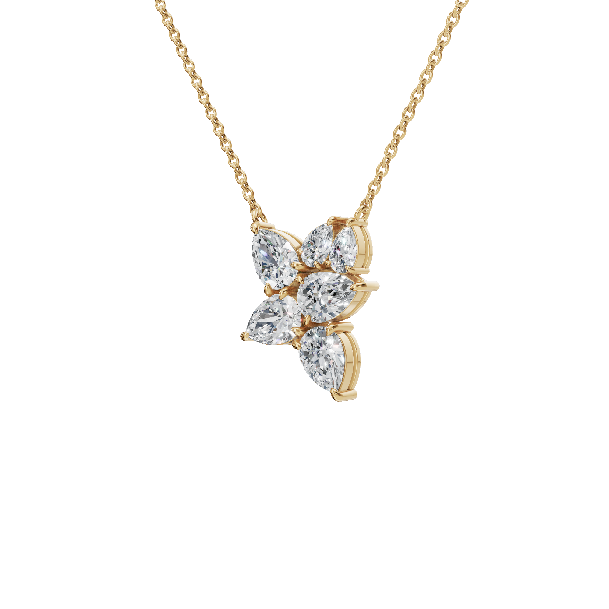 2.91Ctw Pear Cut Diamond Pendant Solid Gold Necklace