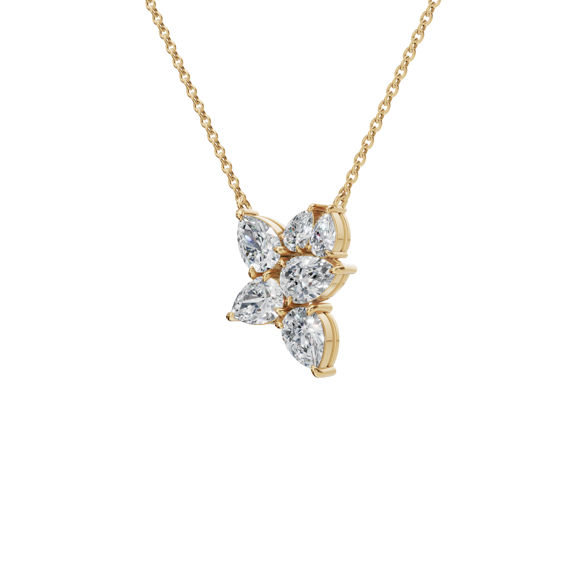 2.91Ctw Pear Cut Diamond Pendant Solid Gold Necklace