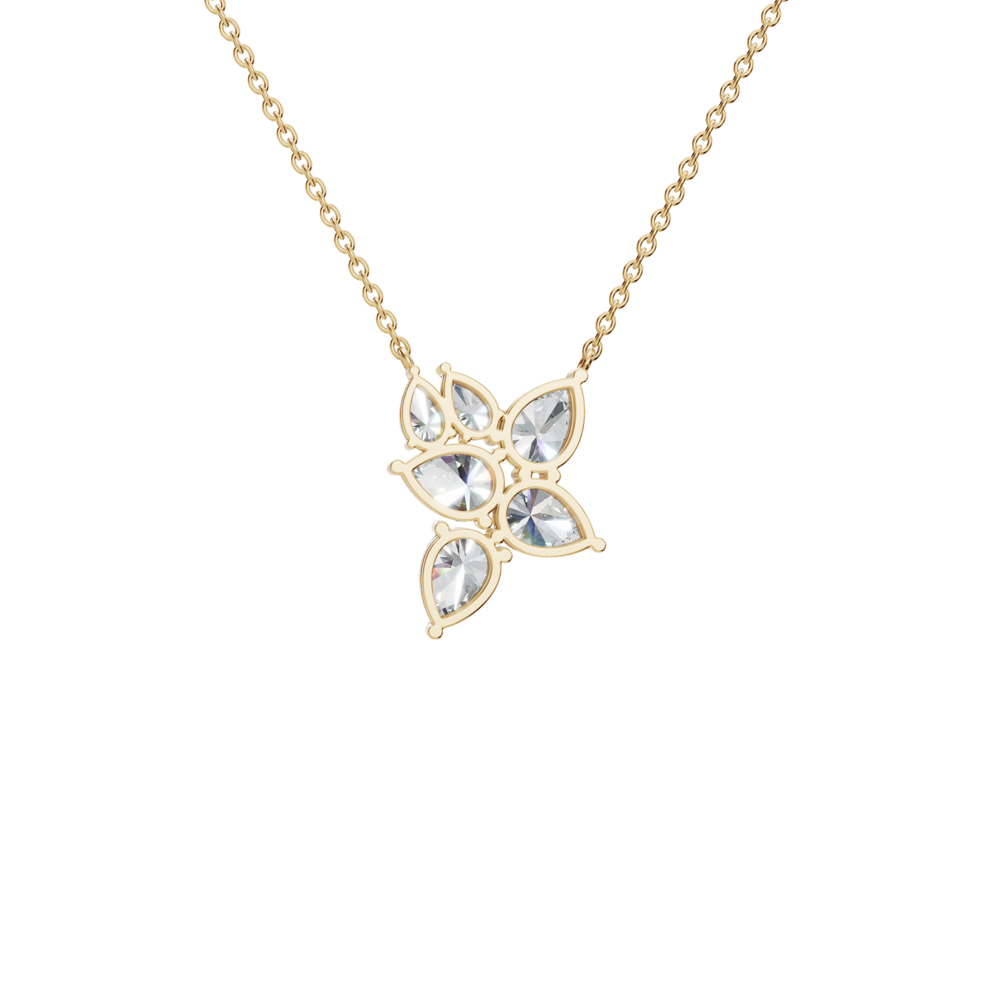 2.91Ctw Pear Cut Diamond Pendant Solid Gold Necklace