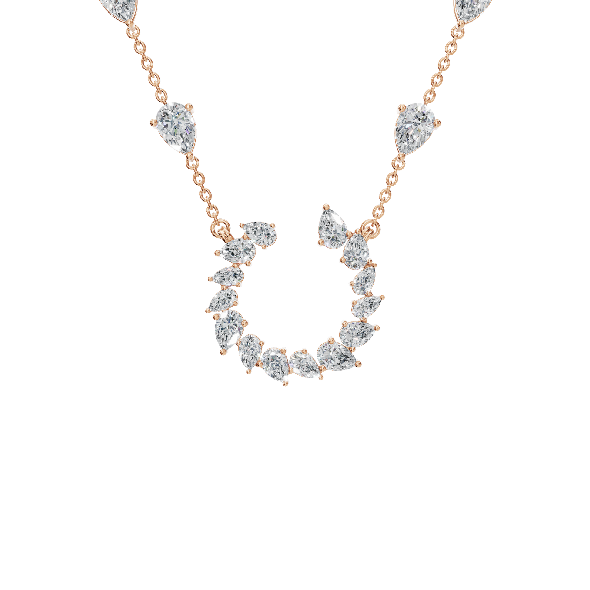 Pear-Cut Lab Grown Diamond Crescent Necklace
