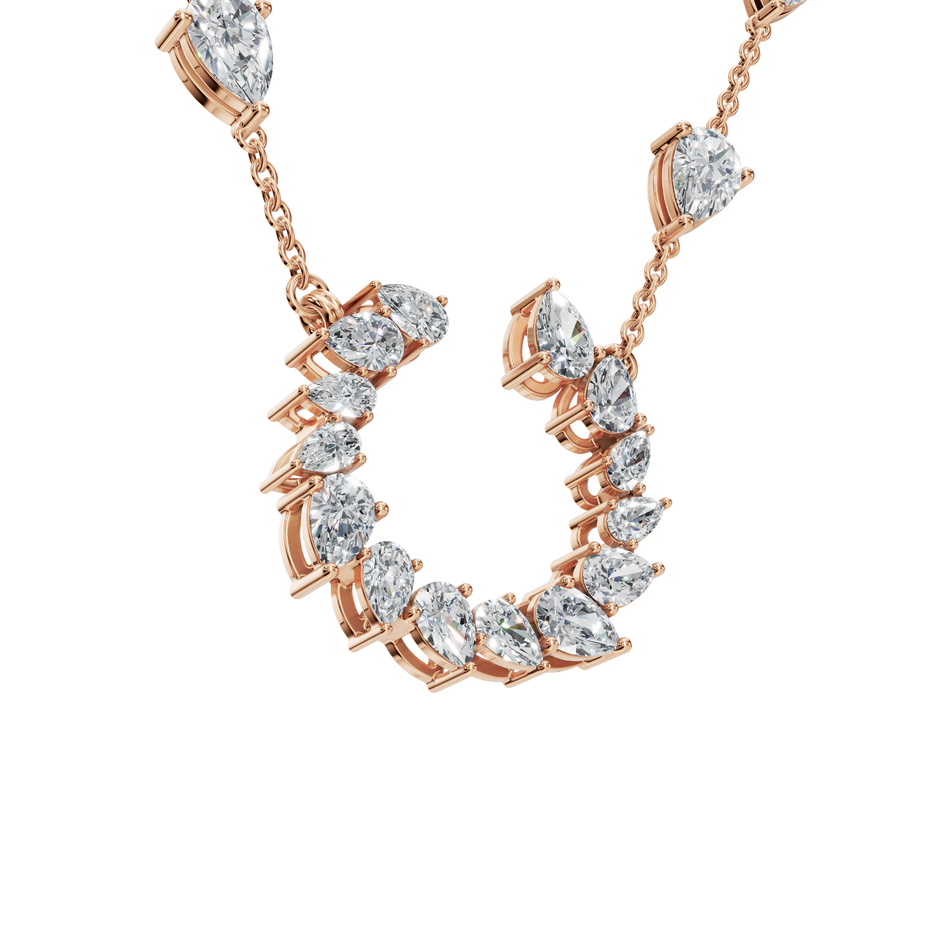Pear-Cut Lab Grown Diamond Crescent Necklace