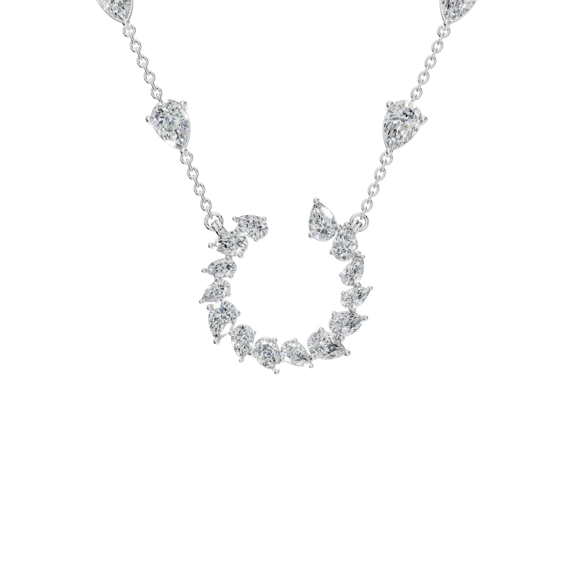 Pear-Cut Lab Grown Diamond Crescent Necklace