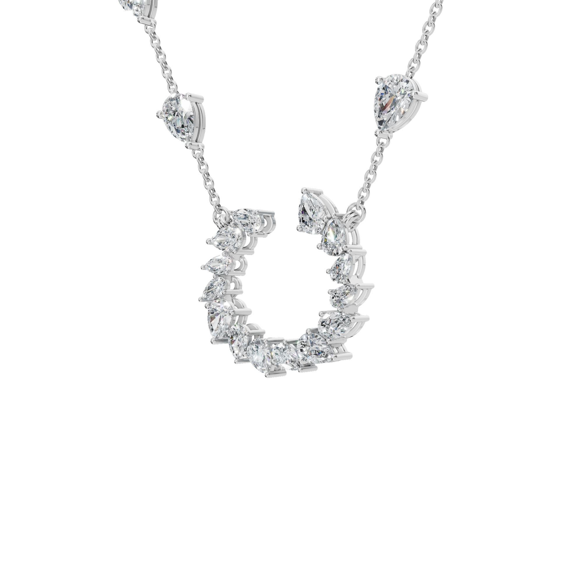 Pear-Cut Lab Grown Diamond Crescent Necklace