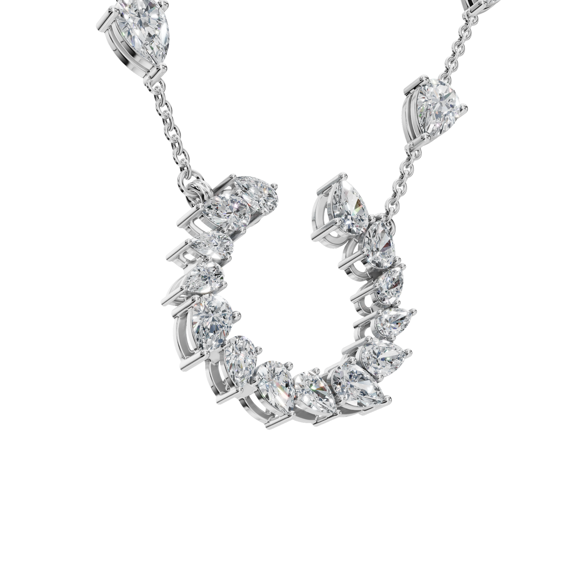Pear-Cut Lab Grown Diamond Crescent Necklace