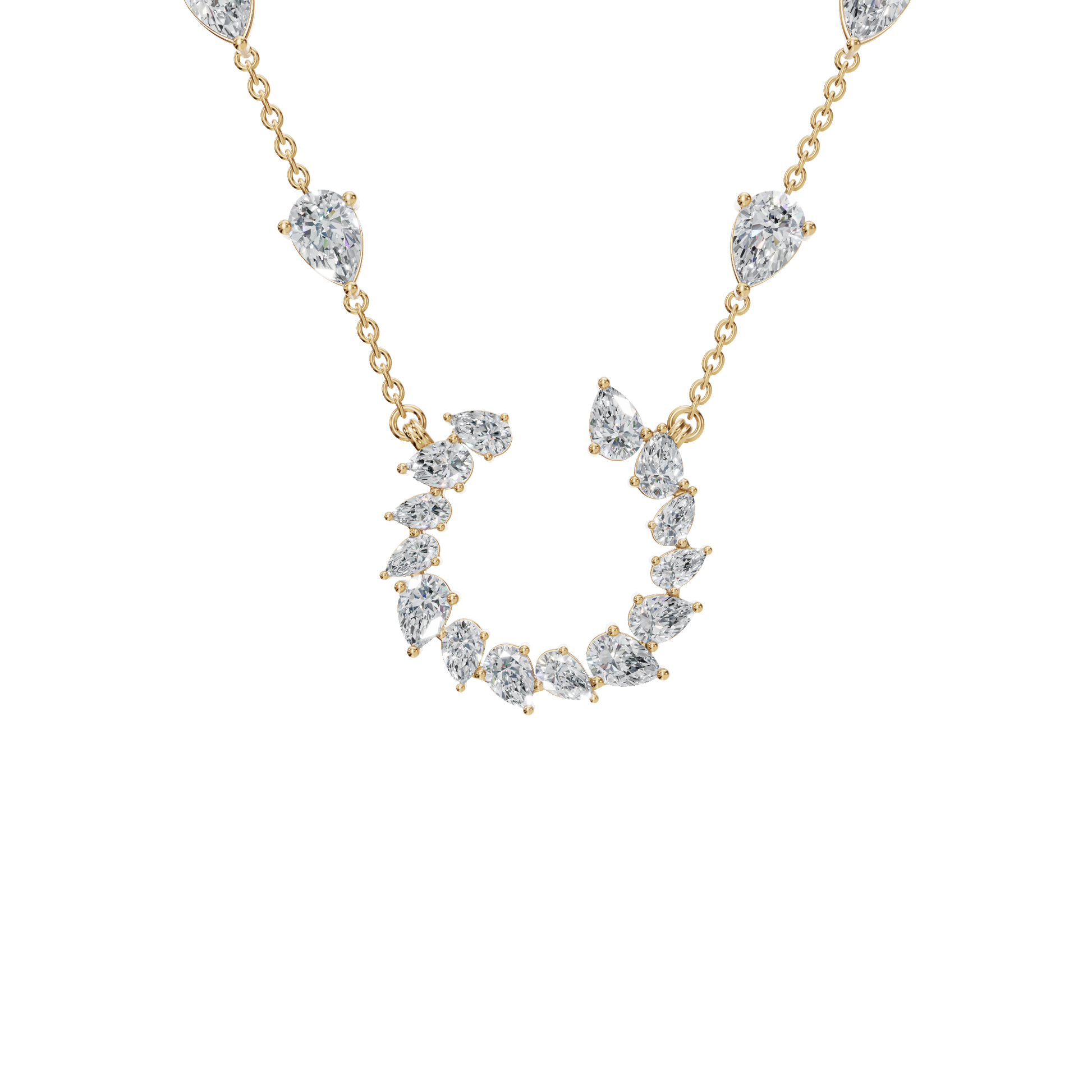 Pear-Cut Lab Grown Diamond Crescent Necklace