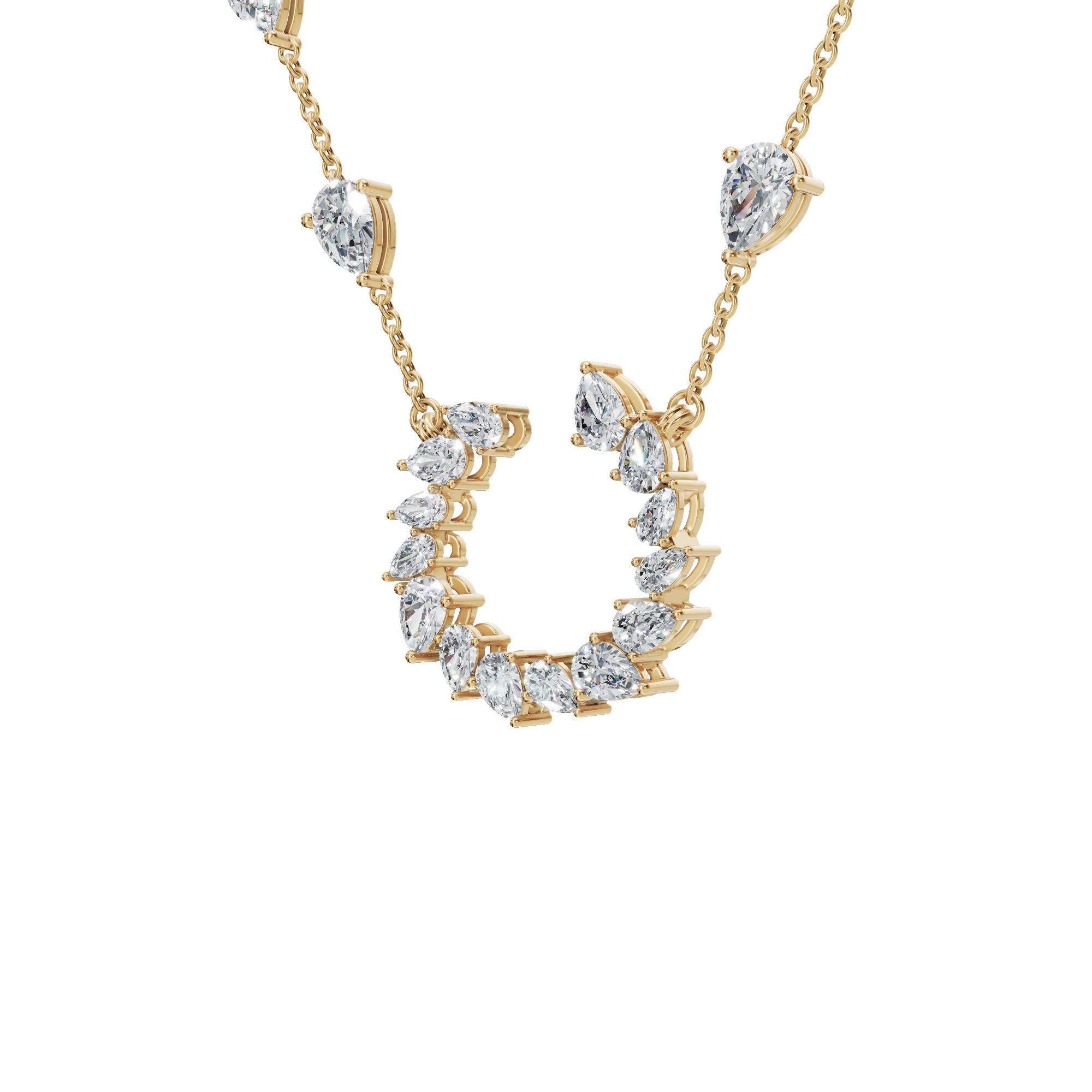 Pear-Cut Lab Grown Diamond Crescent Necklace