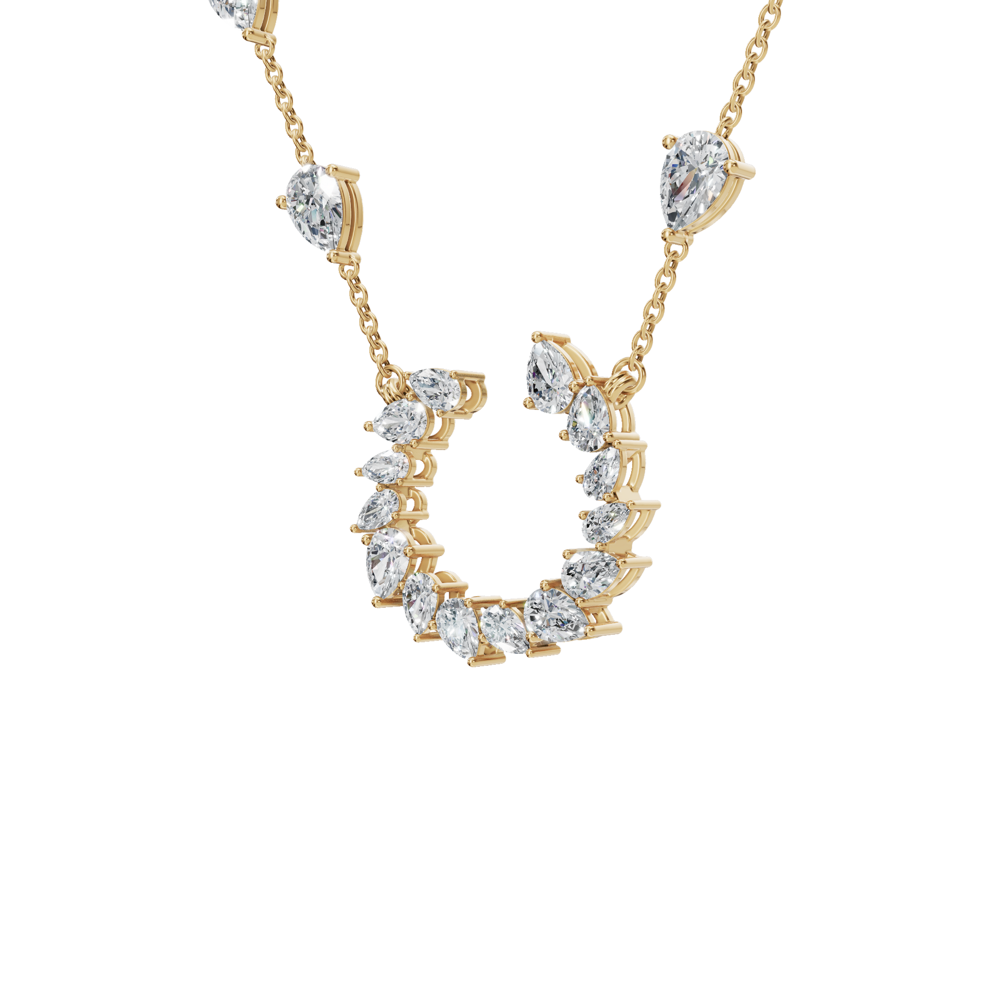Pear-Cut Lab Grown Diamond Crescent Necklace
