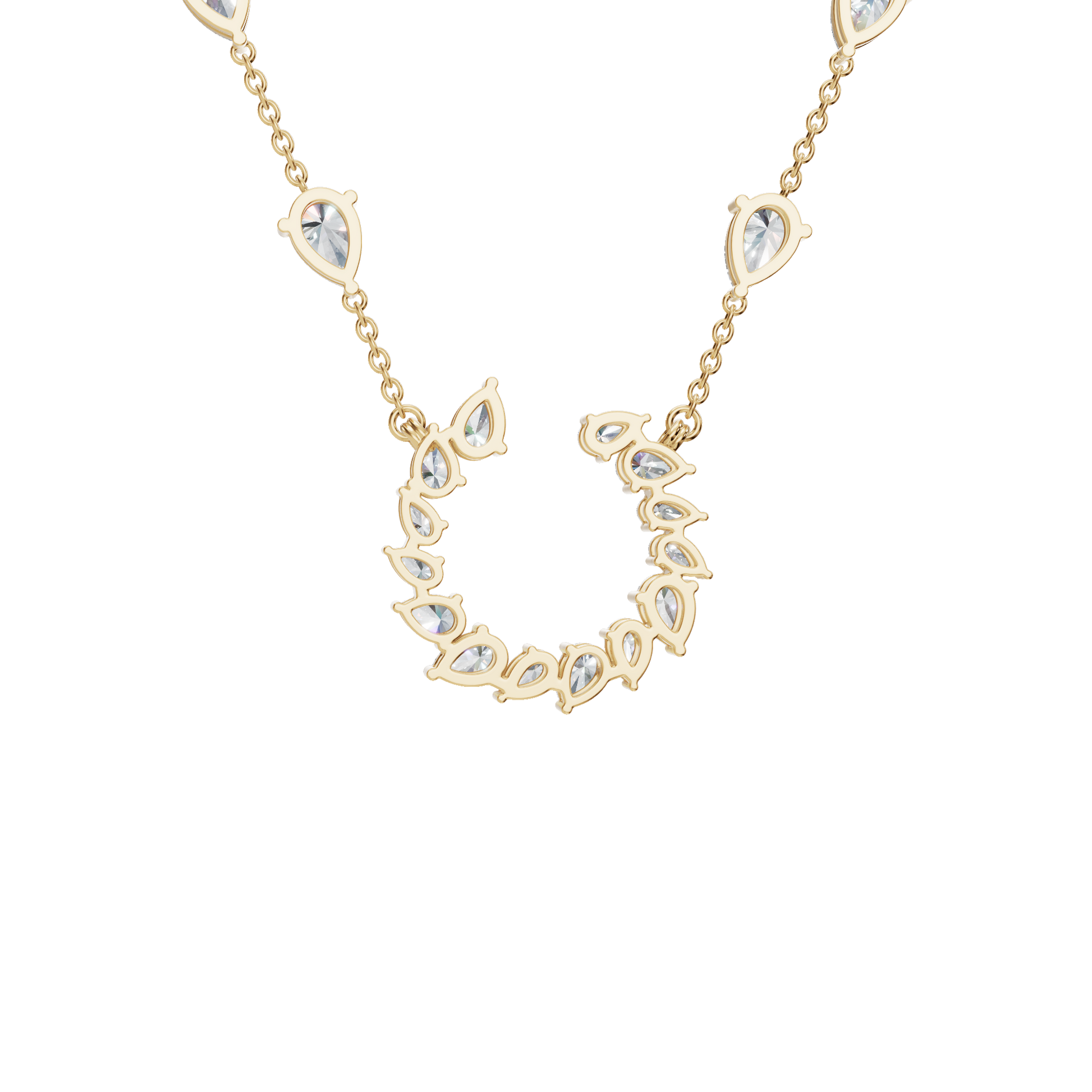 Pear-Cut Lab Grown Diamond Crescent Necklace