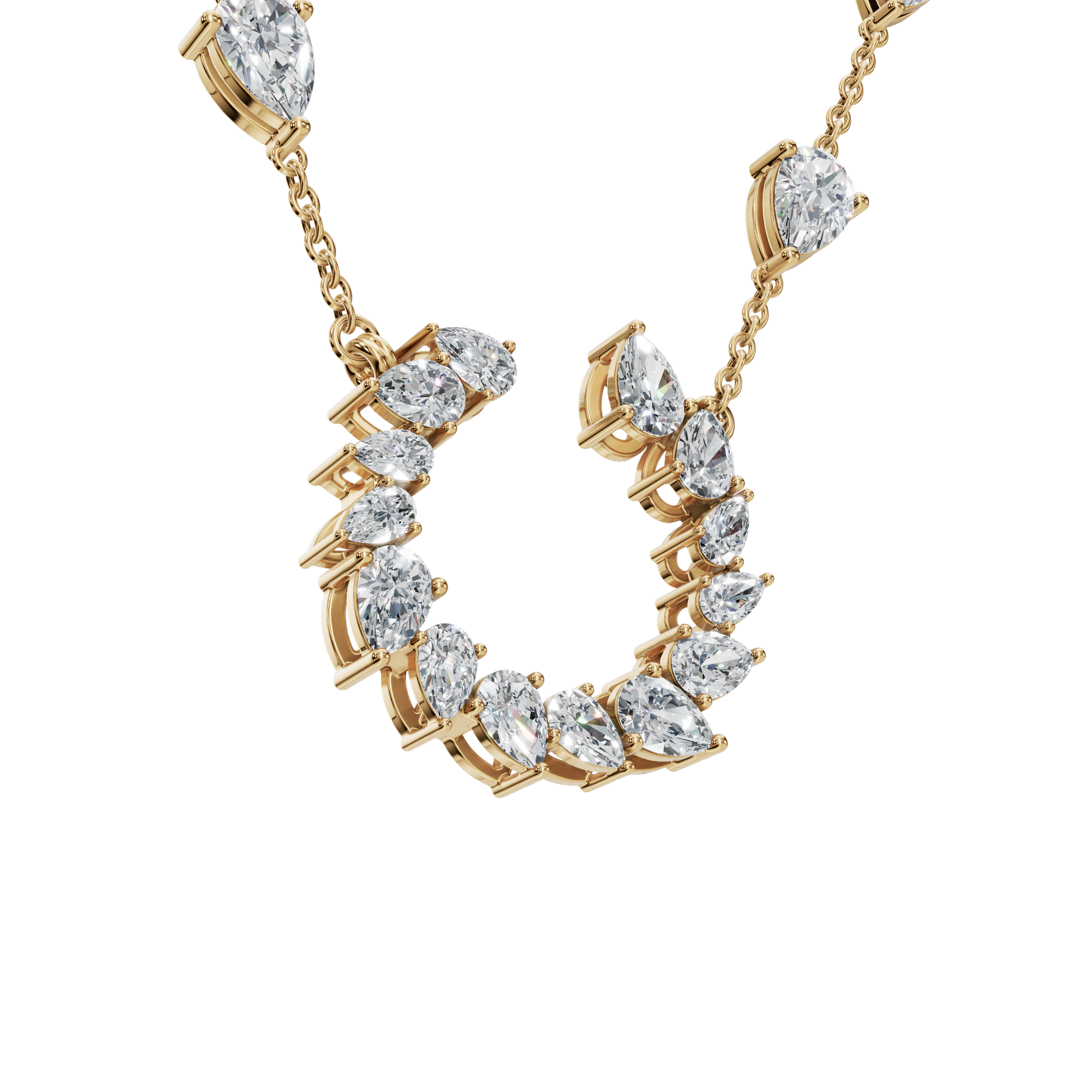 Pear-Cut Lab Grown Diamond Crescent Necklace