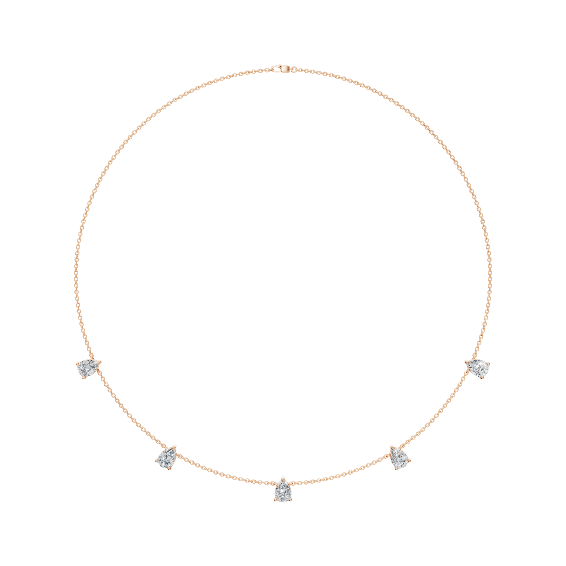 3.30Ctw Fine Jewelry Pear Diamond Minimal Station Necklace