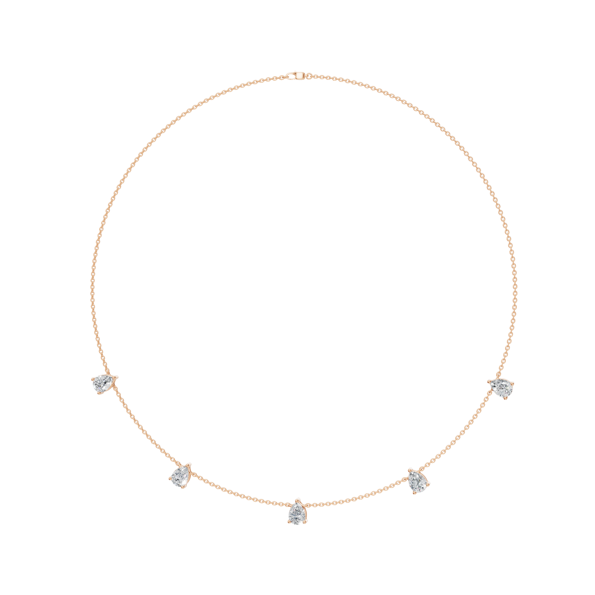 3.30Ctw Fine Jewelry Pear Diamond Minimal Station Necklace
