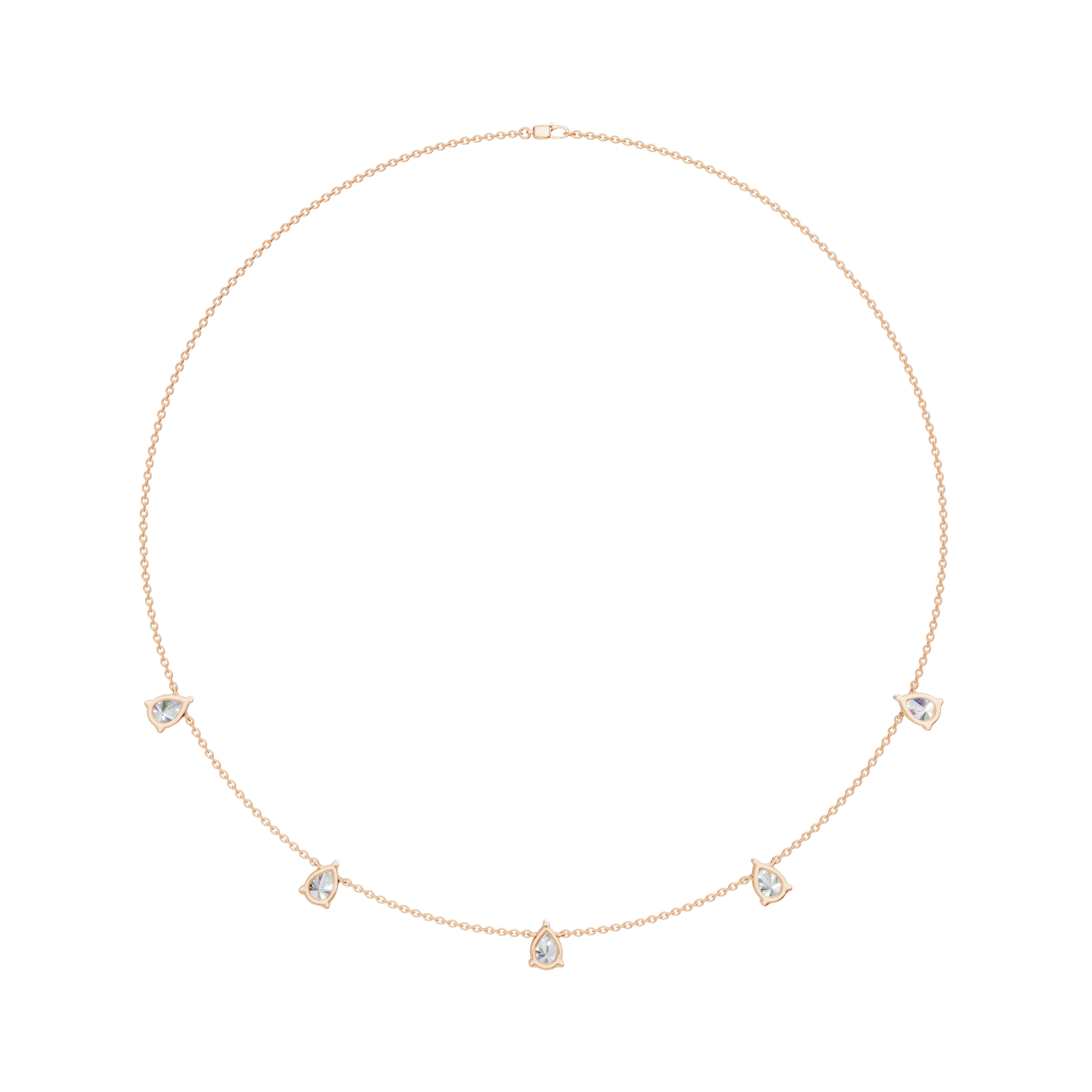 3.30Ctw Fine Jewelry Pear Diamond Minimal Station Necklace