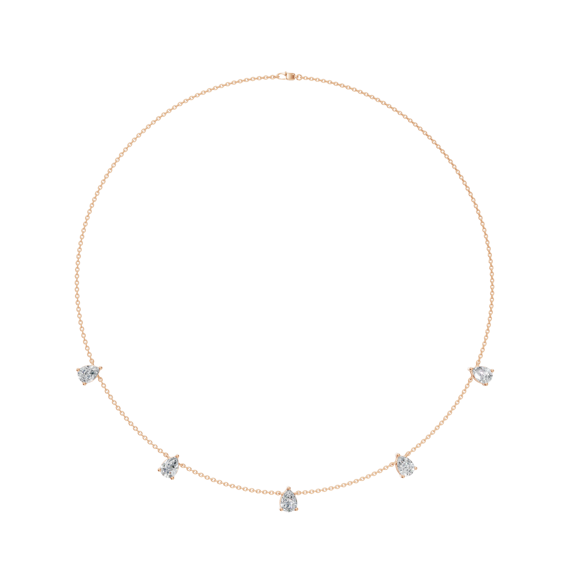 3.30Ctw Fine Jewelry Pear Diamond Minimal Station Necklace